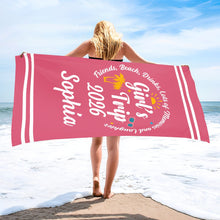 Load image into Gallery viewer, Personalized Microfiber Beach Towel Custom Name Gift for Best Friends

