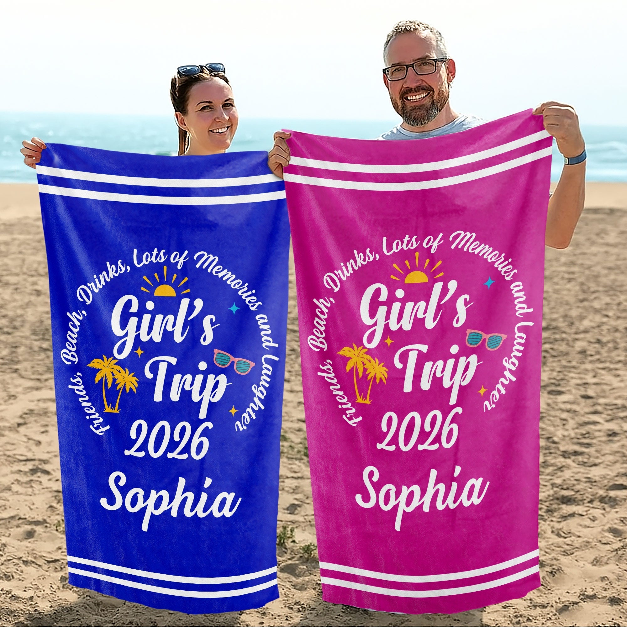Personalized Microfiber Beach Towel Custom Name Gift for Best Friends