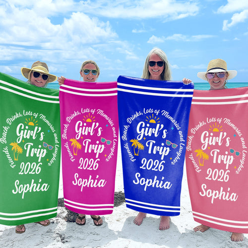 Personalized Microfiber Beach Towel Custom Name Gift for Best Friends