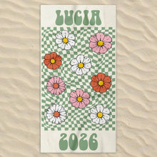 Load image into Gallery viewer, Personalized Groovy Beach Towel Custom Name Floral Gift
