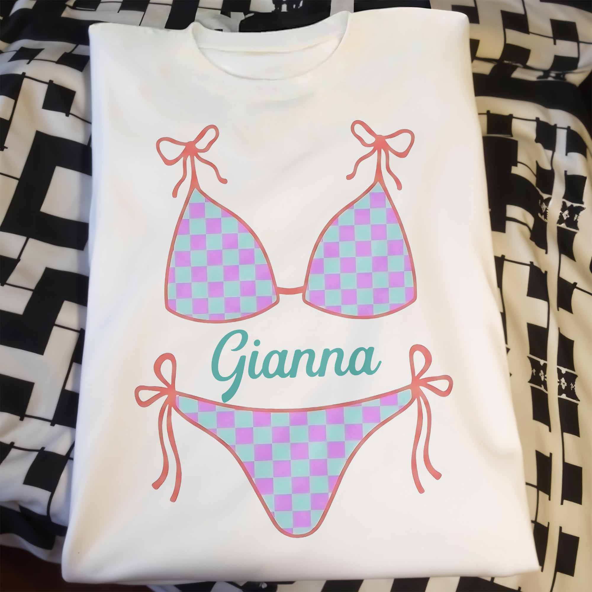 Personalized Checkered Swimsuit T-shirt & Hoodie Gift for Friends