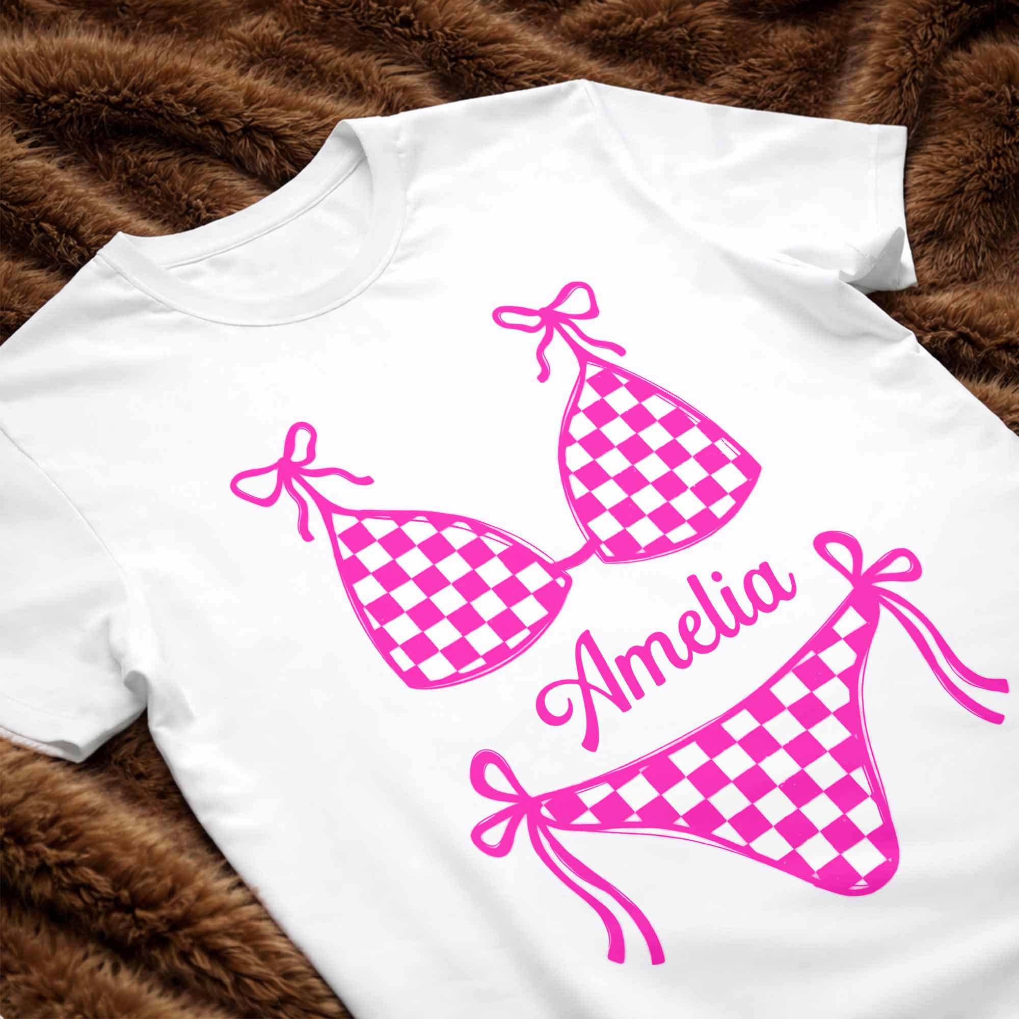Personalized Checkered Swimsuit T-shirt & Hoodie Gift for Friends
