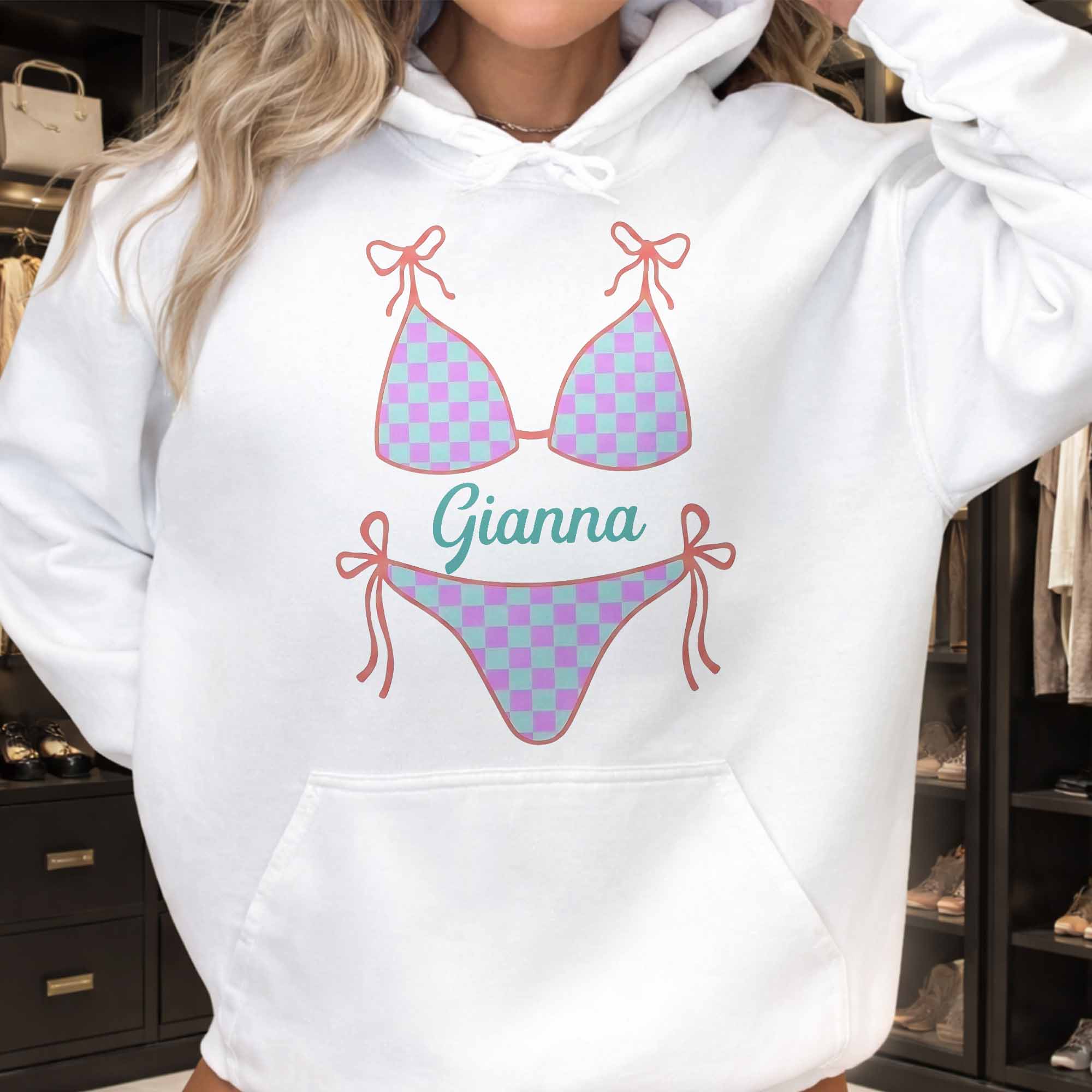 Personalized Checkered Swimsuit T-shirt & Hoodie Gift for Friends