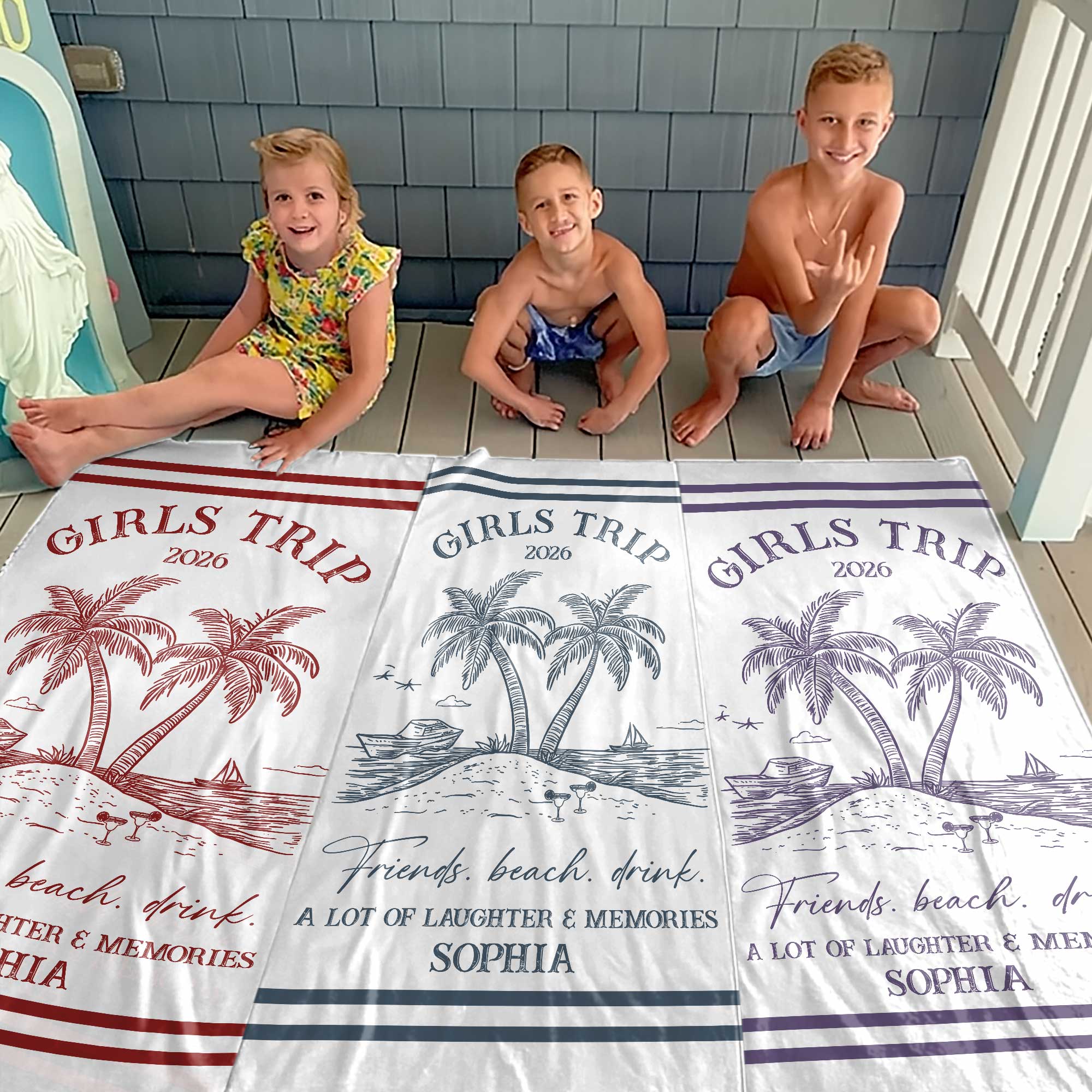Personalized Microfiber Beach Towel Custom Name Friends Gift