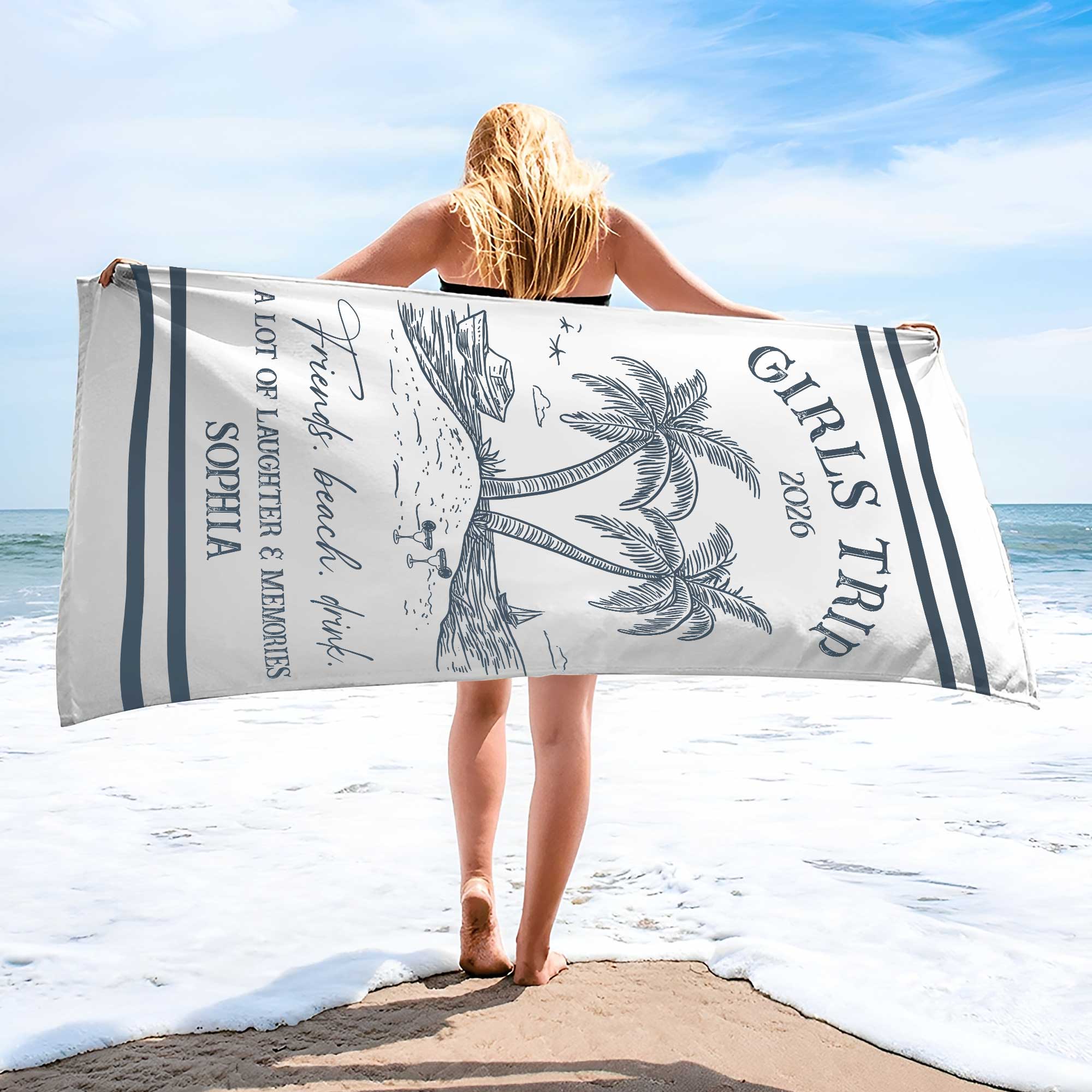 Personalized Microfiber Beach Towel Custom Name Friends Gift