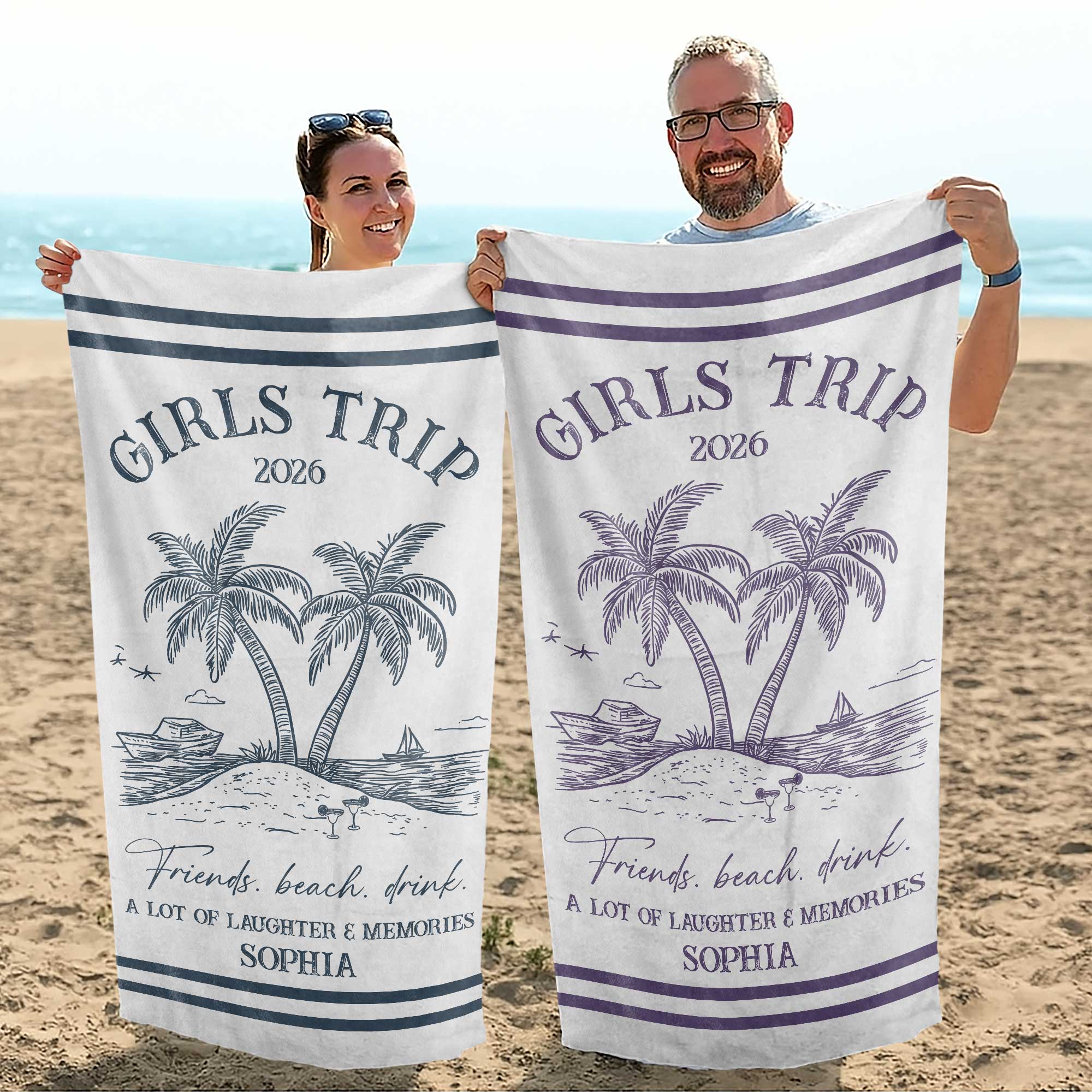 Personalized Microfiber Beach Towel Custom Name Friends Gift