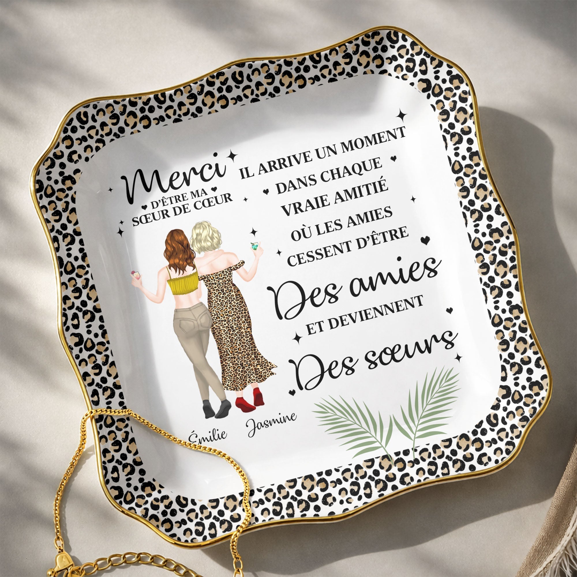 Personalized Lace Square Jewelry Dish Custom Name Gift for Best Friend