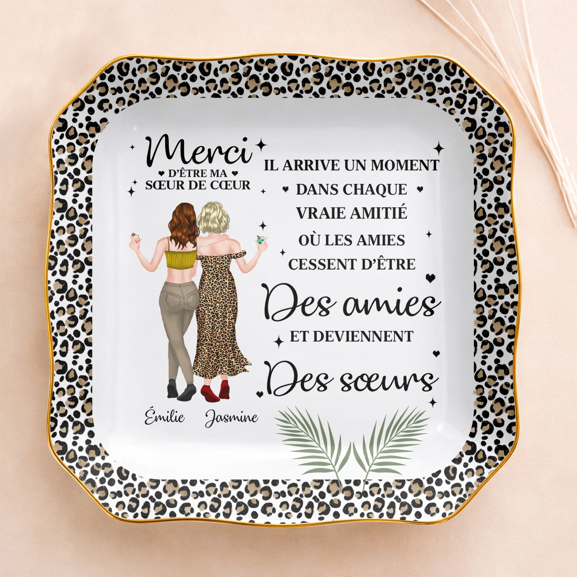 Personalized Lace Square Jewelry Dish Custom Name Gift for Best Friend