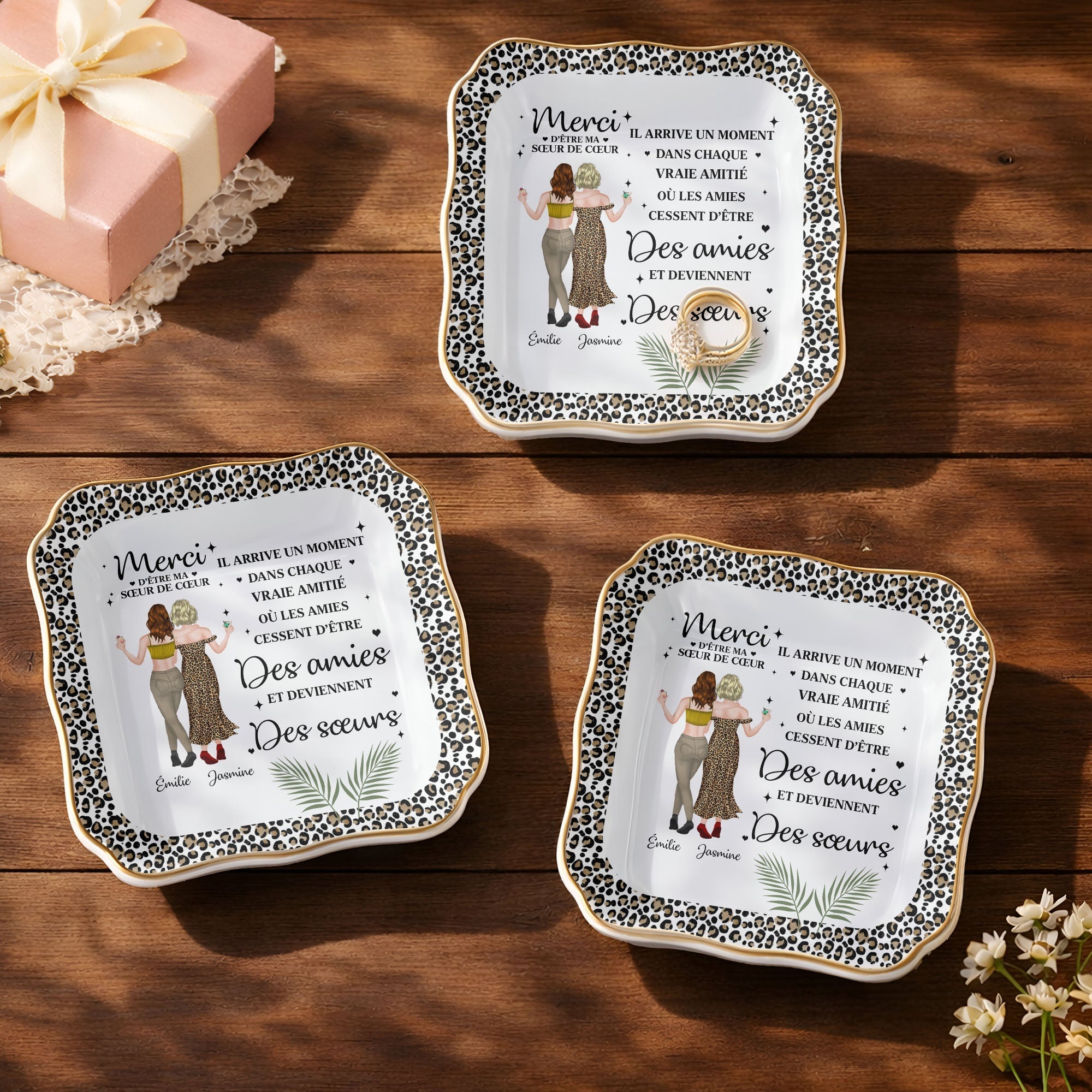 Personalized Lace Square Jewelry Dish Custom Name Gift for Best Friend