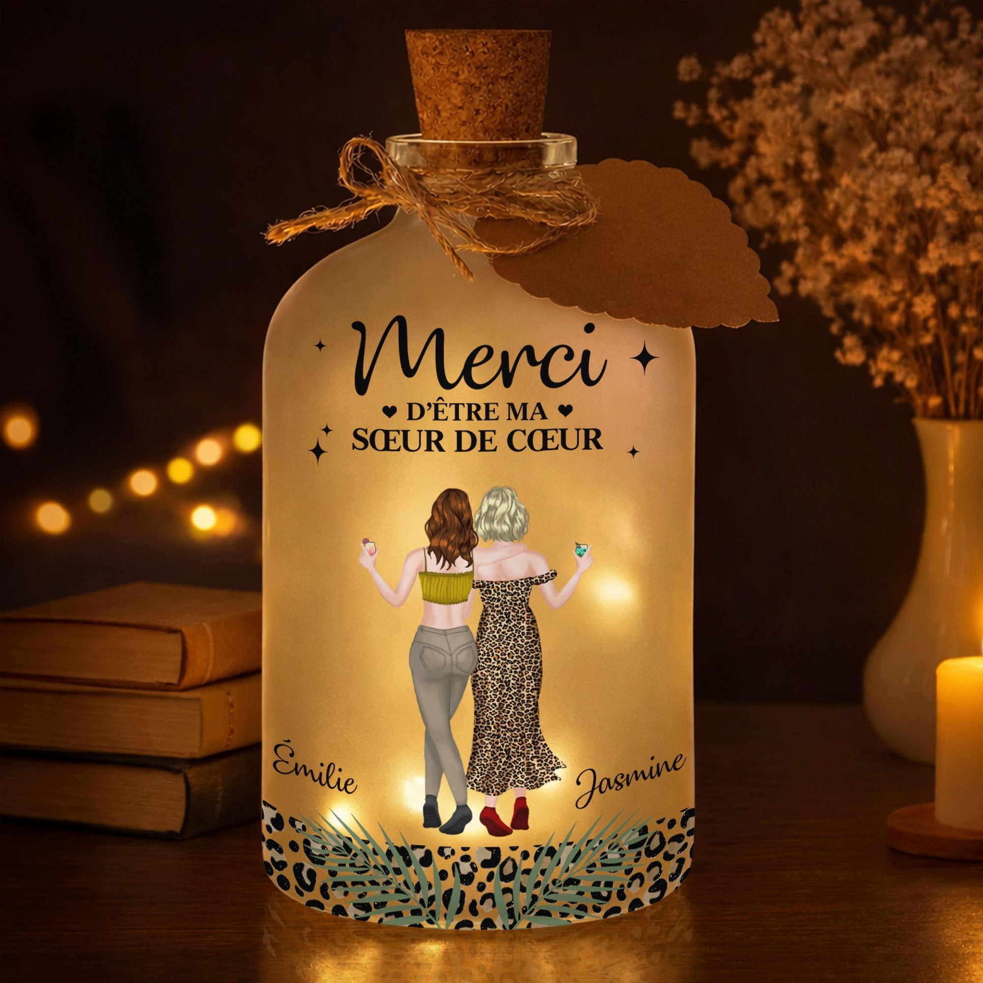 Personalized Frosted Glass Short Bottle Light Custom Art Gift for Best Friends