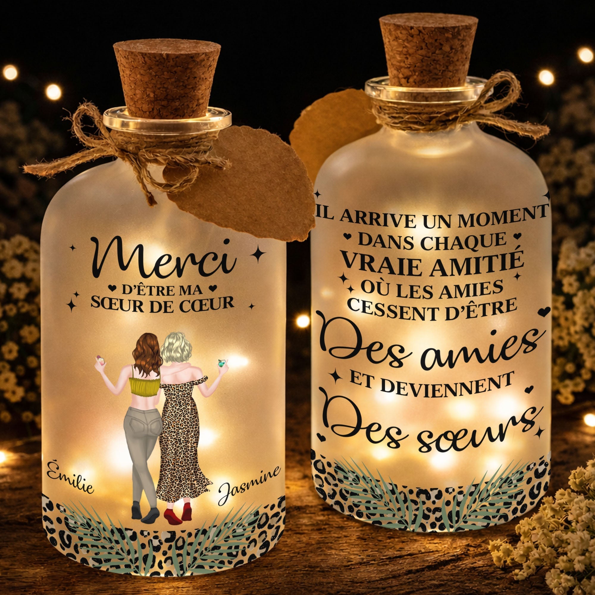 Personalized Frosted Glass Short Bottle Light Custom Art Gift for Best Friends