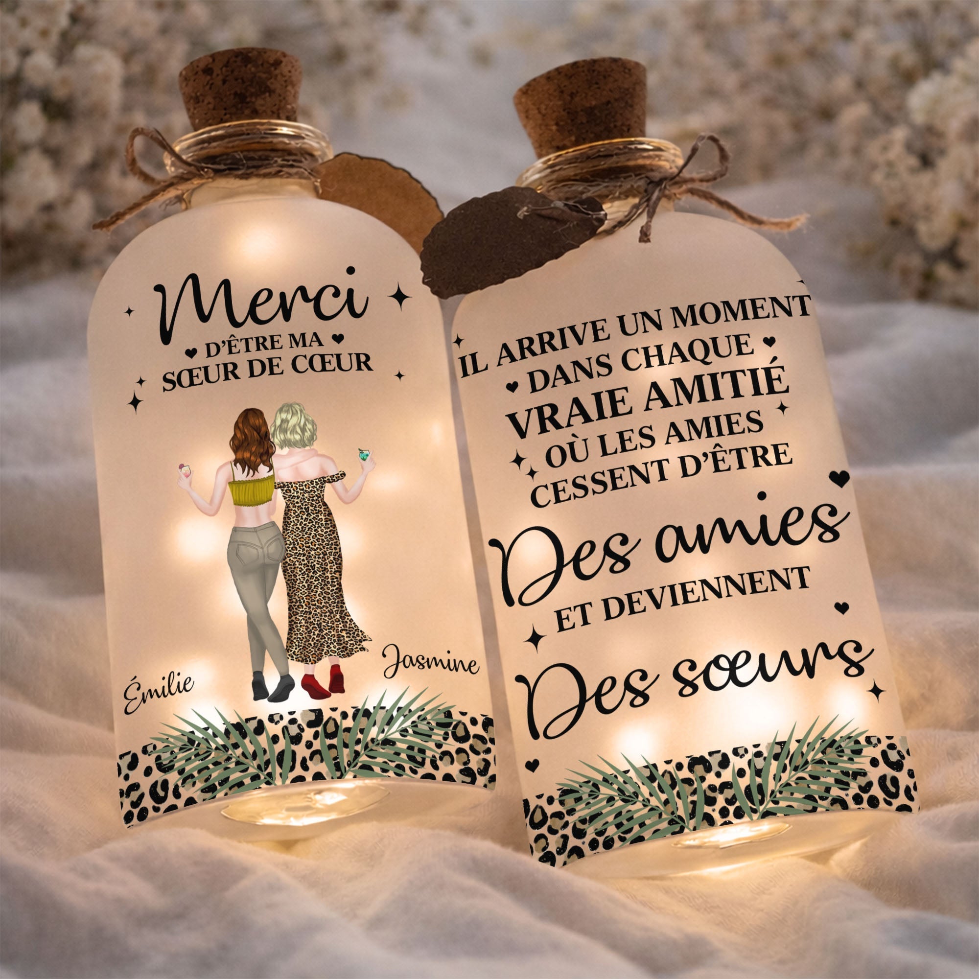 Personalized Frosted Glass Short Bottle Light Custom Art Gift for Best Friends