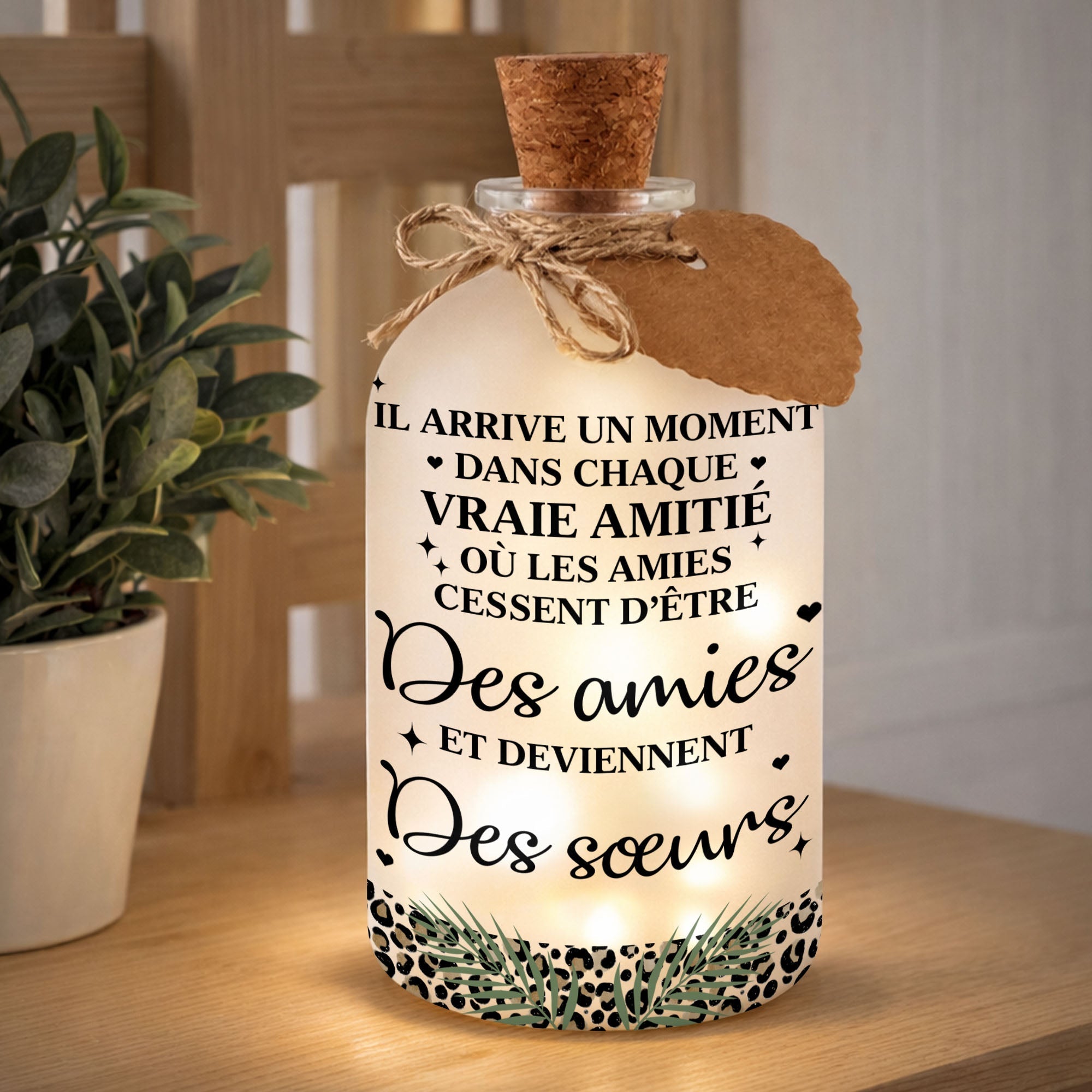 Personalized Frosted Glass Short Bottle Light Custom Art Gift for Best Friends