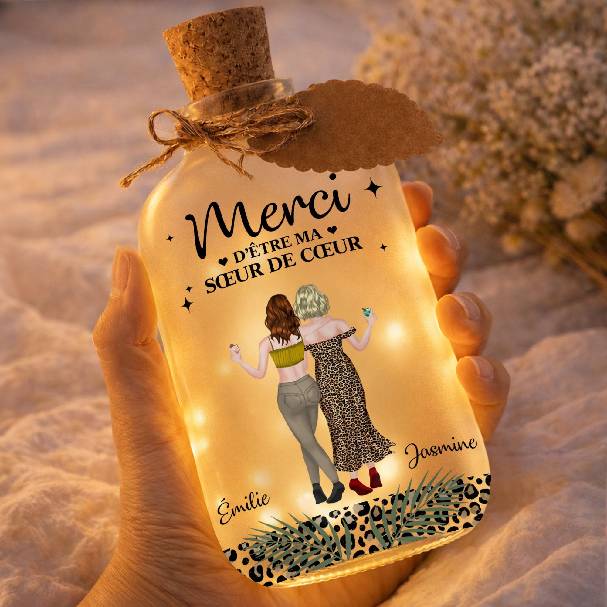 Personalized Frosted Glass Short Bottle Light Custom Art Gift for Best Friends