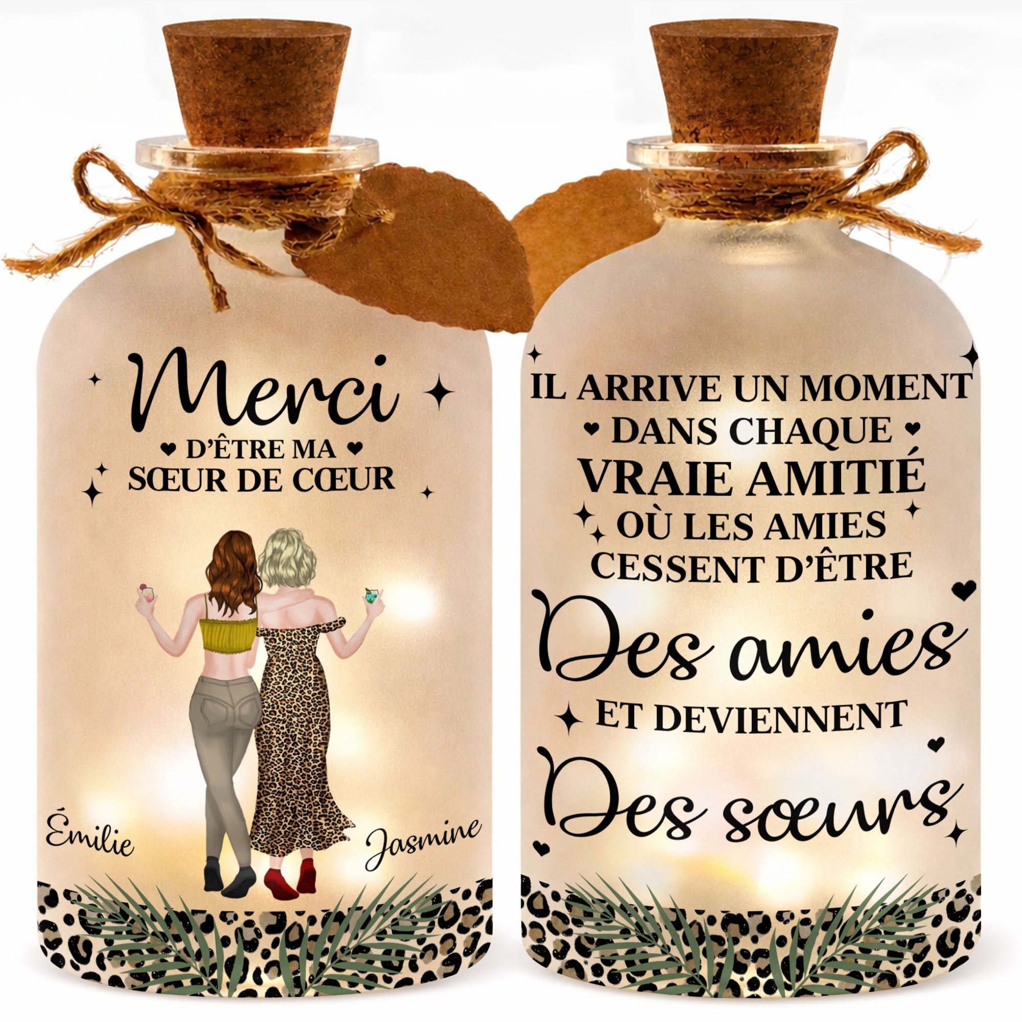 Personalized Frosted Glass Short Bottle Light Custom Art Gift for Best Friends
