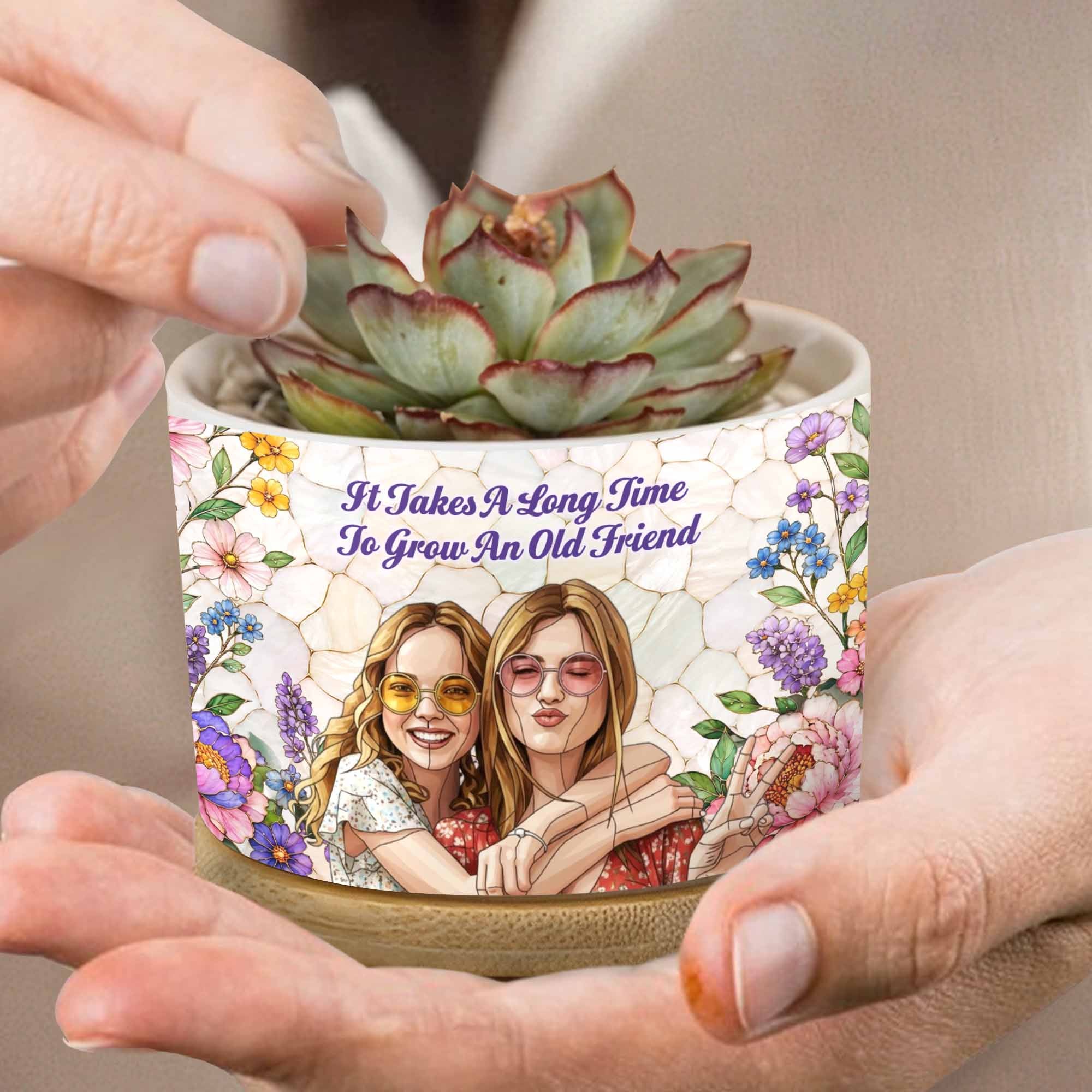 Personalized Ceramic Plant Pot Custom Photo Gift for Best Friends