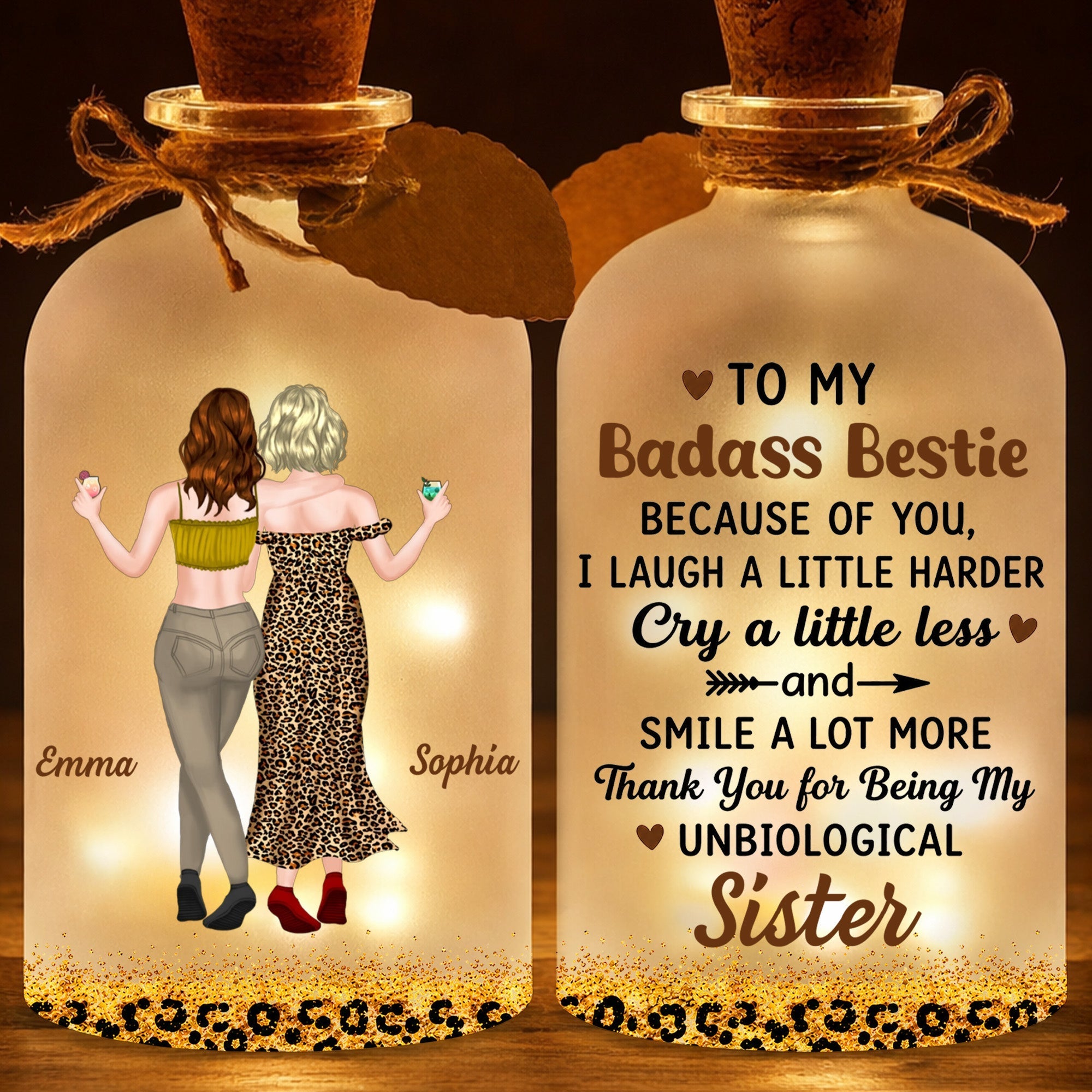 Personalized Short Bottle Light Custom Big Sis Gift Idea