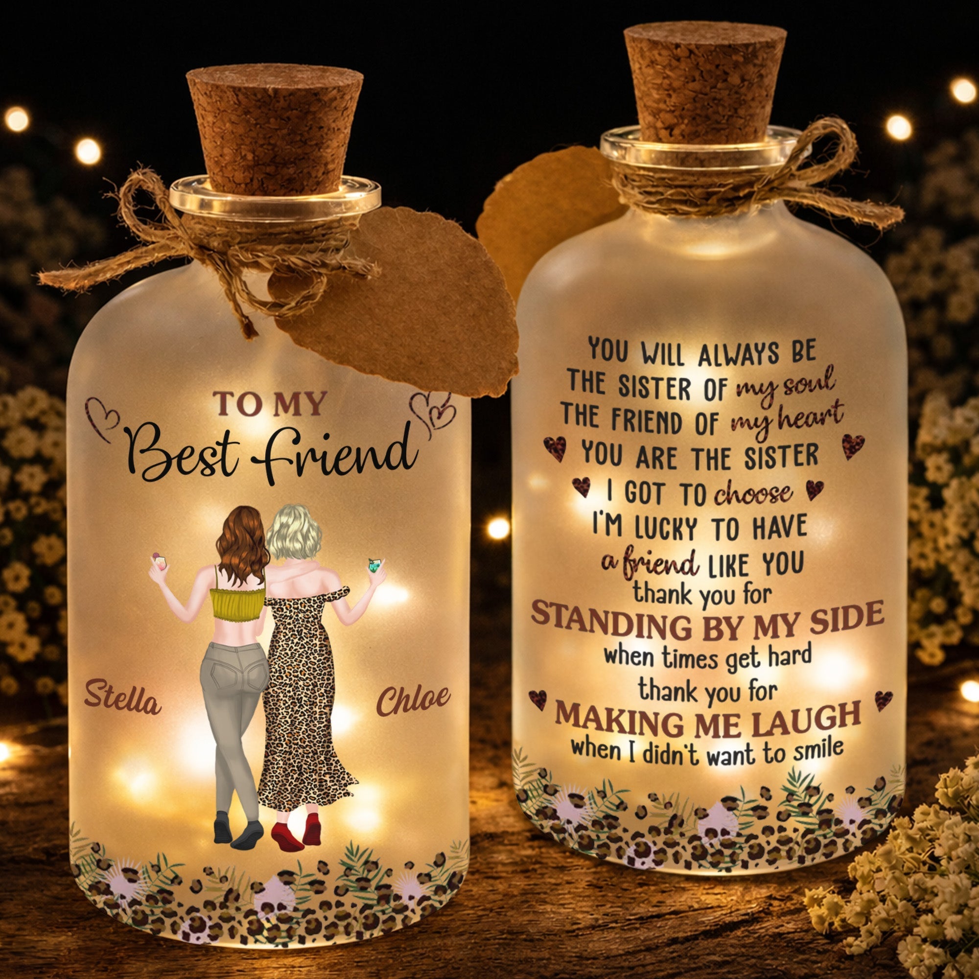 Personalized Short Bottle Light for Best Friend Gift