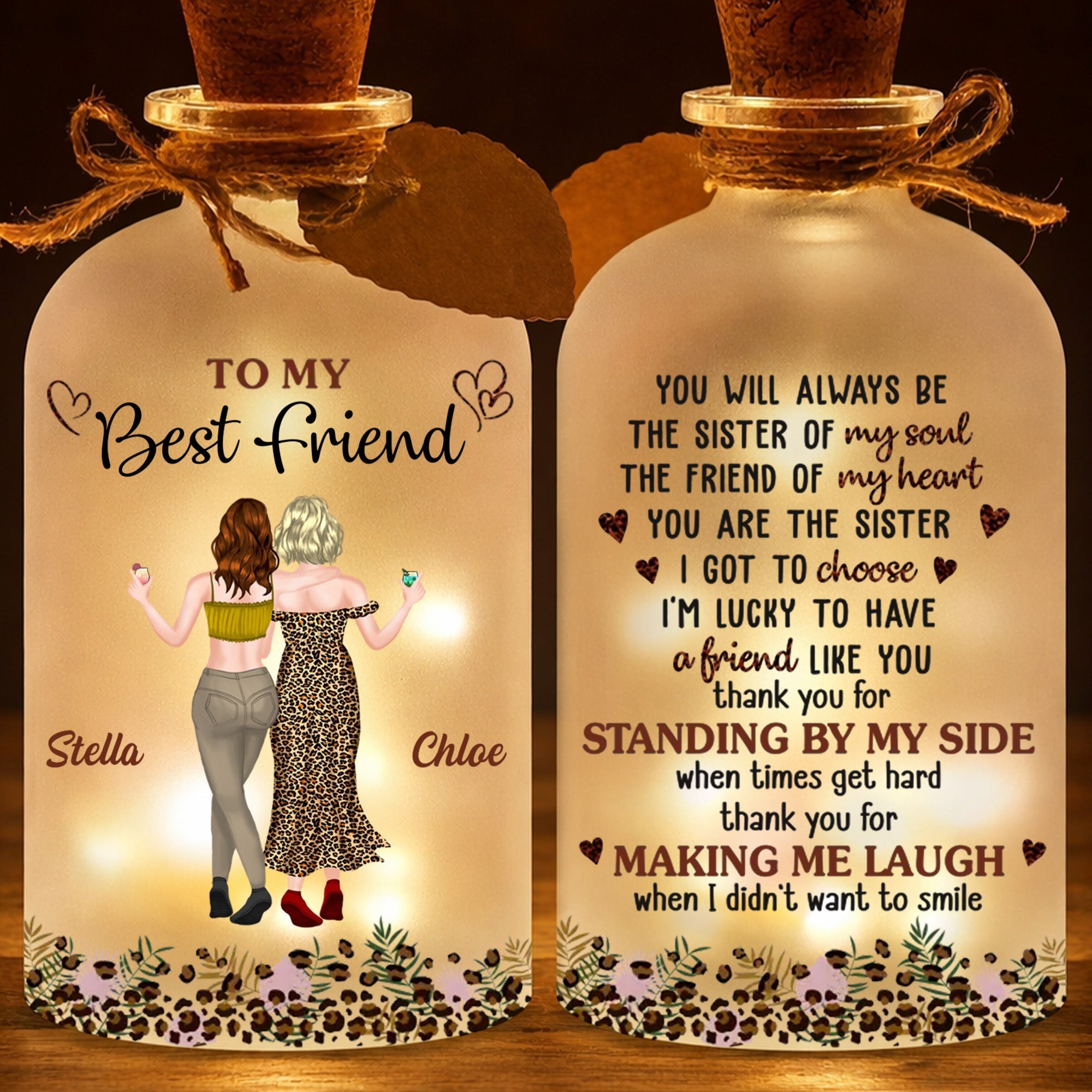 Personalized Short Bottle Light for Best Friend Gift