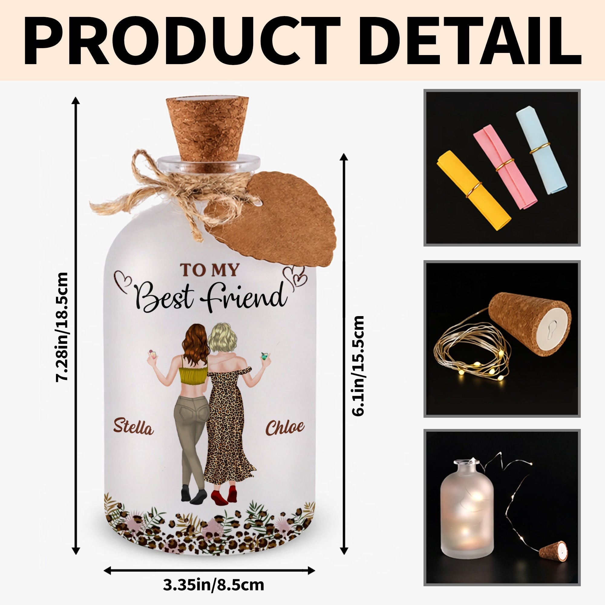Personalized Short Bottle Light for Best Friend Gift