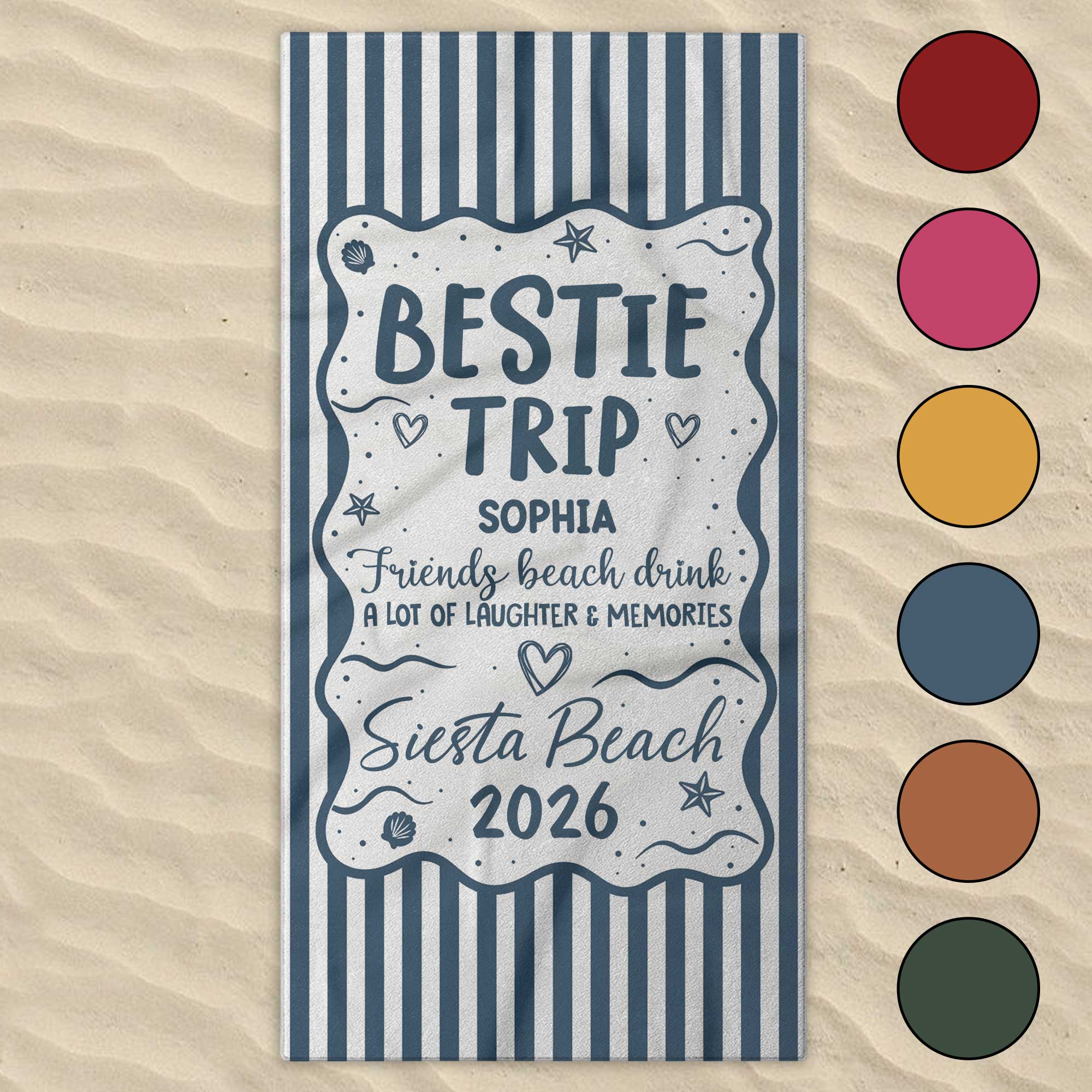 Personalized Beach Towel Custom Name for Best Friends Gift