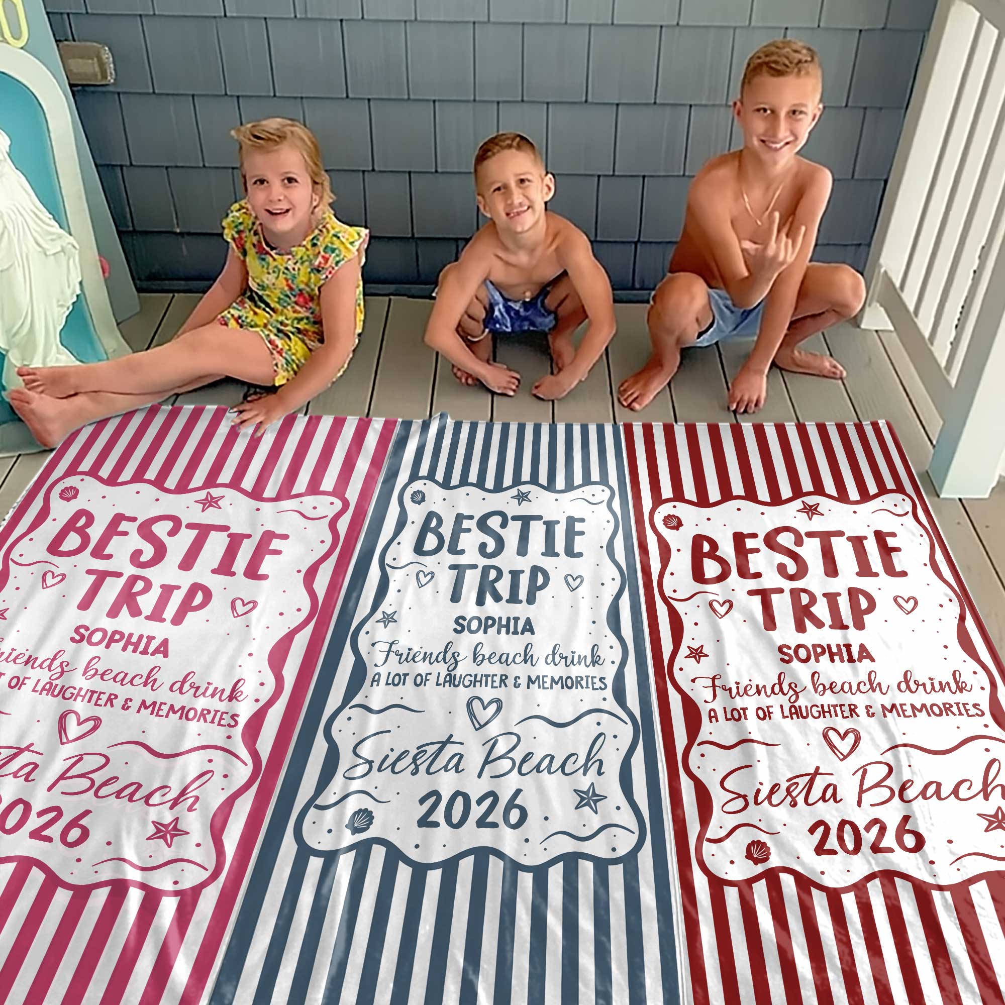 Personalized Beach Towel Custom Name for Best Friends Gift