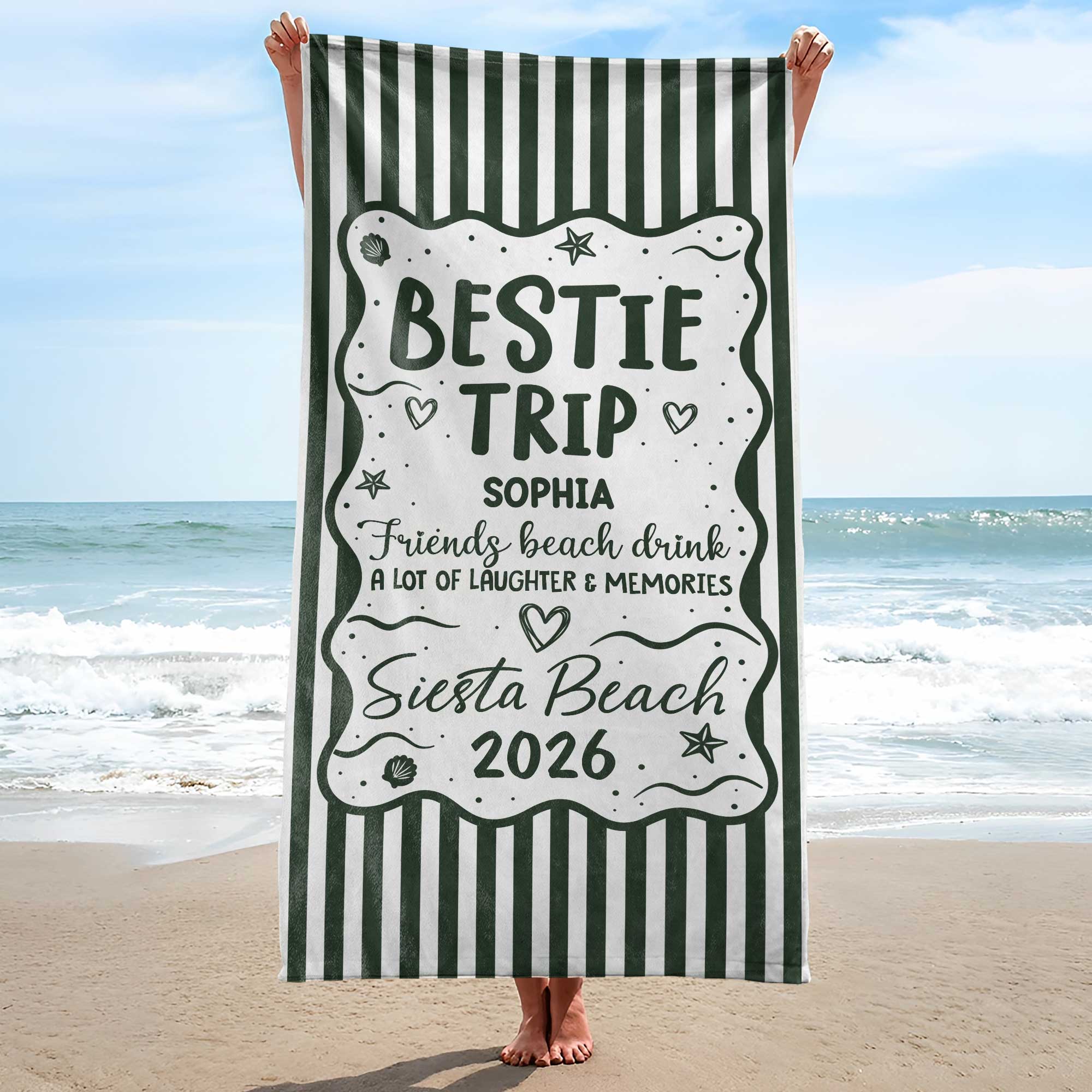 Personalized Beach Towel Custom Name for Best Friends Gift