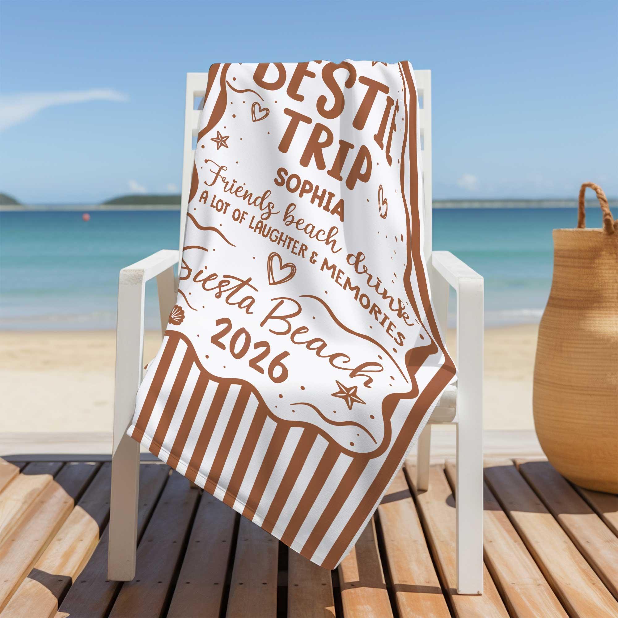 Personalized Beach Towel Custom Name for Best Friends Gift