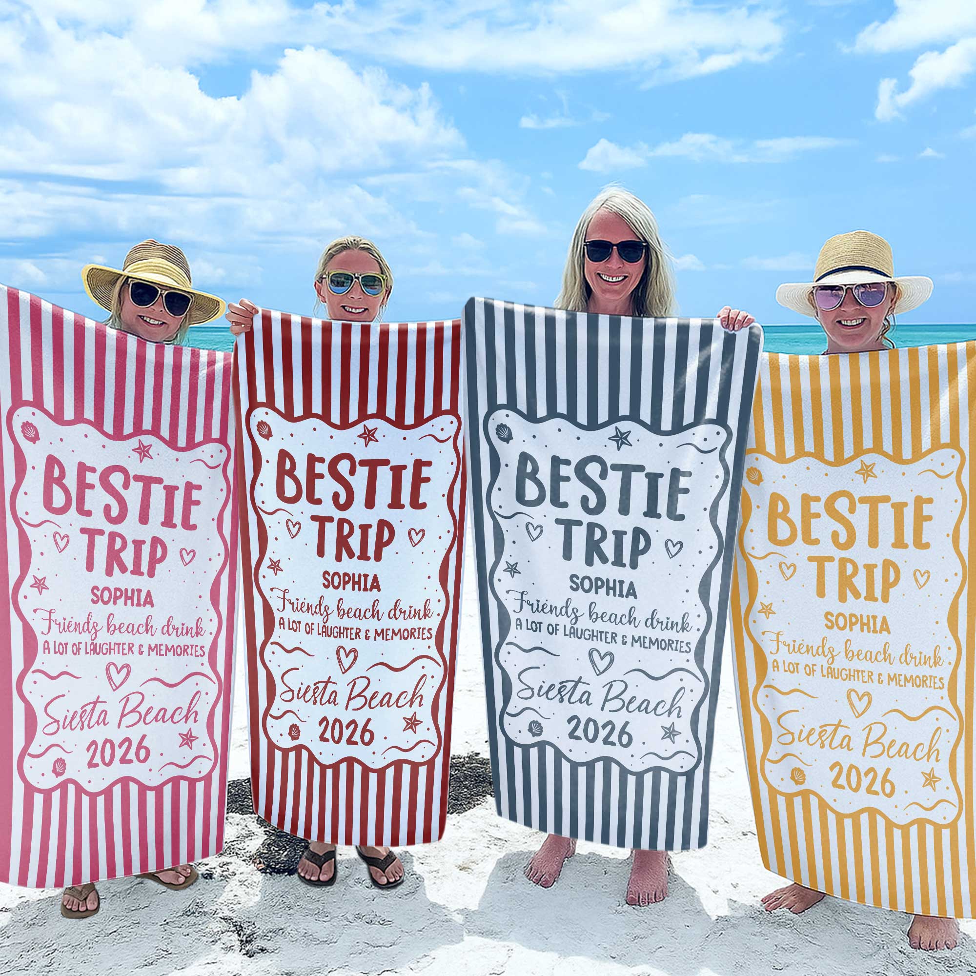 Personalized Beach Towel Custom Name for Best Friends Gift