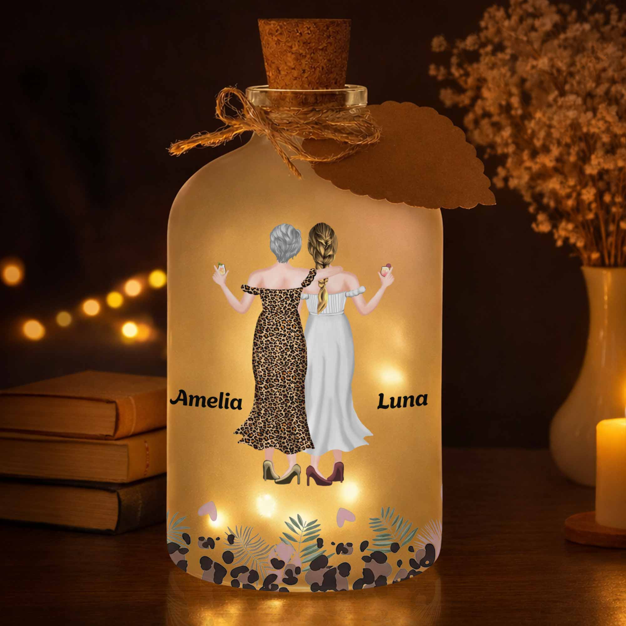 Personalized Frosted Glass Bottle Light Custom Name Gift for Best Friends
