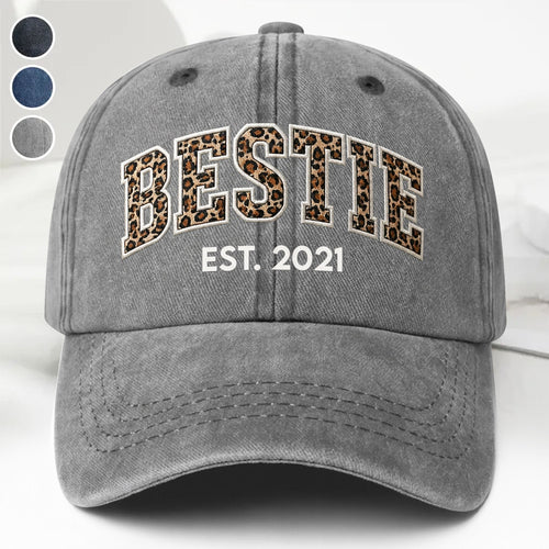 Personalized Washed Denim Cap Custom Year Gift for Bestie
