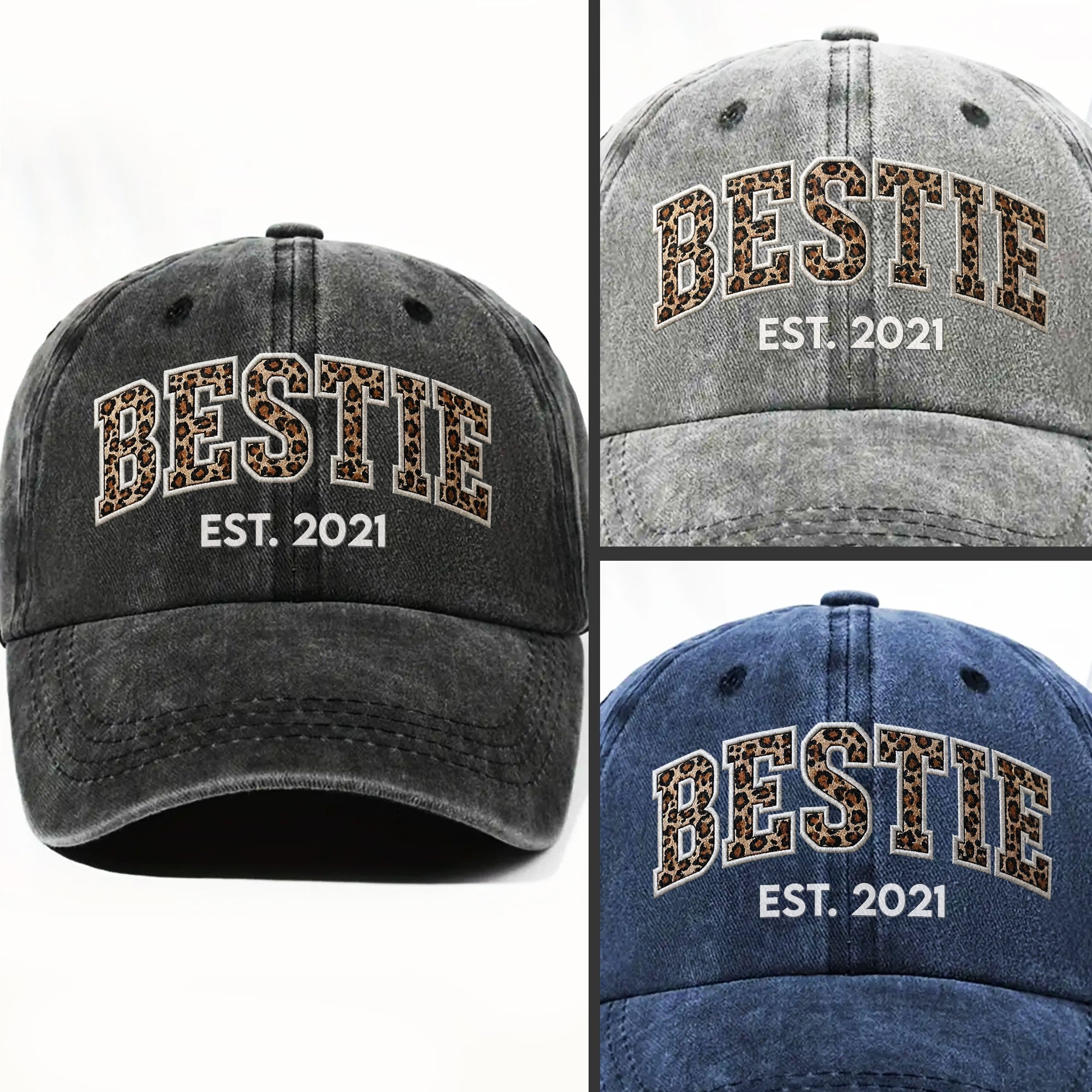 Personalized Washed Denim Cap Custom Year Gift for Bestie