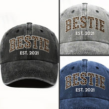 Load image into Gallery viewer, Personalized Washed Denim Cap Custom Year Gift for Bestie
