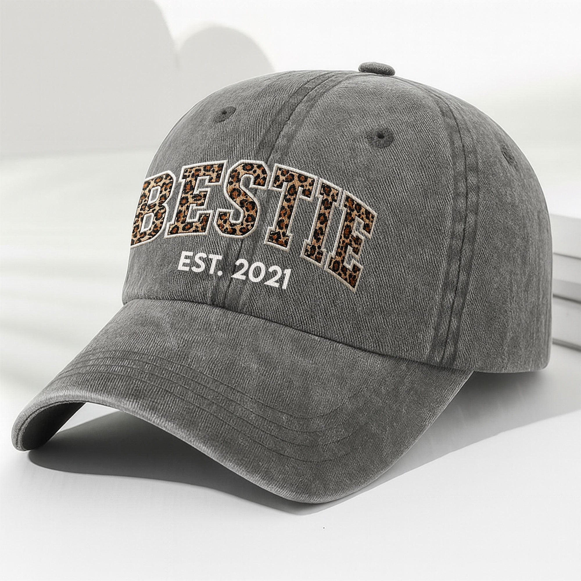 Personalized Washed Denim Cap Custom Year Gift for Bestie