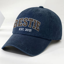 Load image into Gallery viewer, Personalized Washed Denim Cap Custom Year Gift for Bestie
