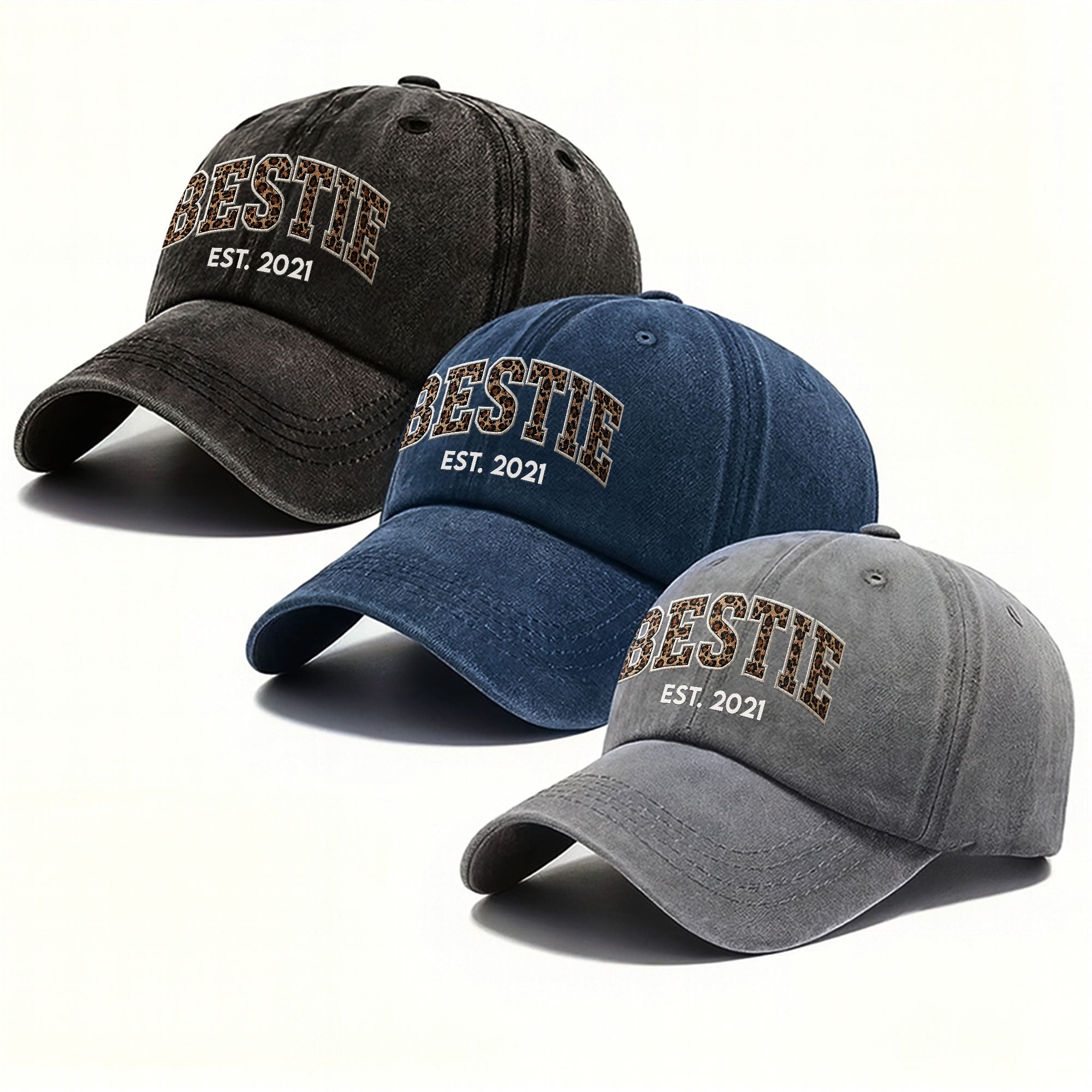 Personalized Washed Denim Cap Custom Year Gift for Bestie