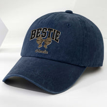 Load image into Gallery viewer, Personalized Leopard Print Bow Washed Denim Cap for Besties
