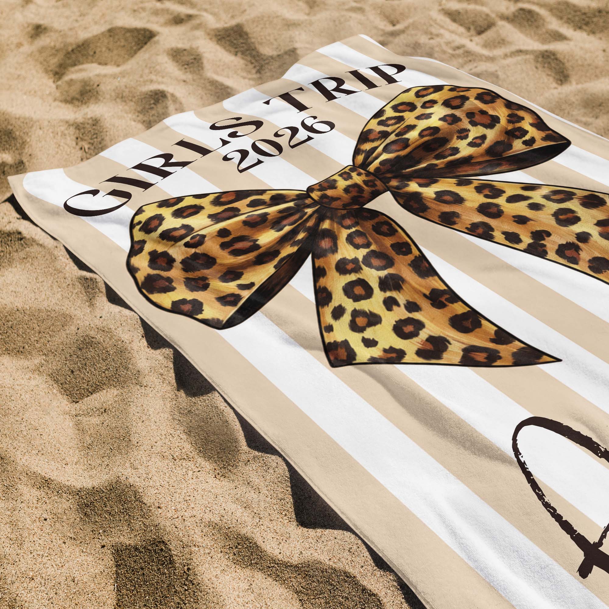 Personalized Leopard Print Beach Towel Custom Name Gift for Best Friends