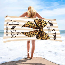 Load image into Gallery viewer, Personalized Leopard Print Beach Towel Custom Name Gift for Best Friends
