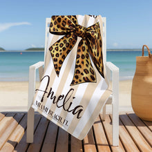 Load image into Gallery viewer, Personalized Leopard Print Beach Towel Custom Name Gift for Best Friends
