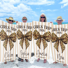 Load image into Gallery viewer, Personalized Leopard Print Beach Towel Custom Name Gift for Best Friends
