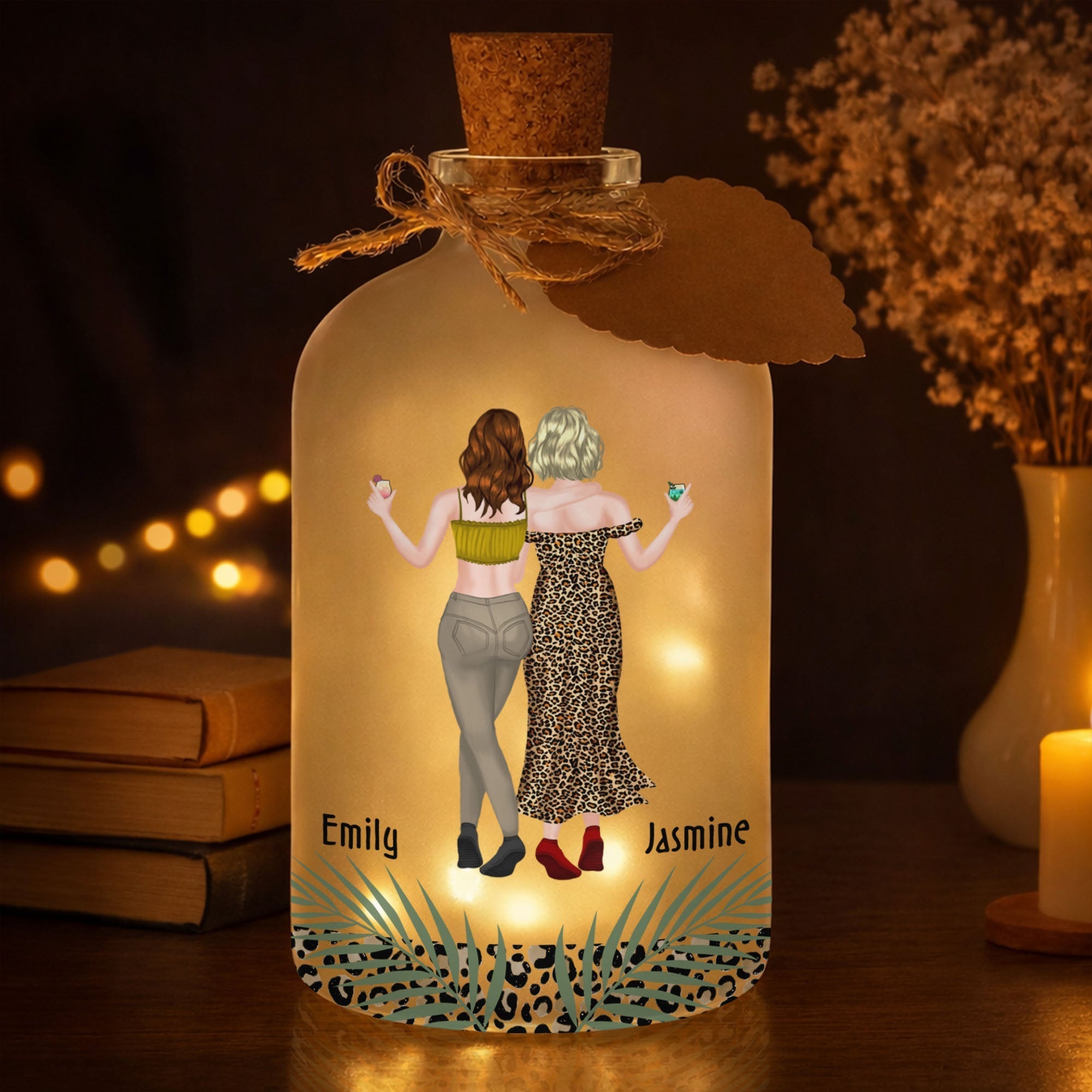 Personalized Frosted Glass Bottle Light Best Friend Gift