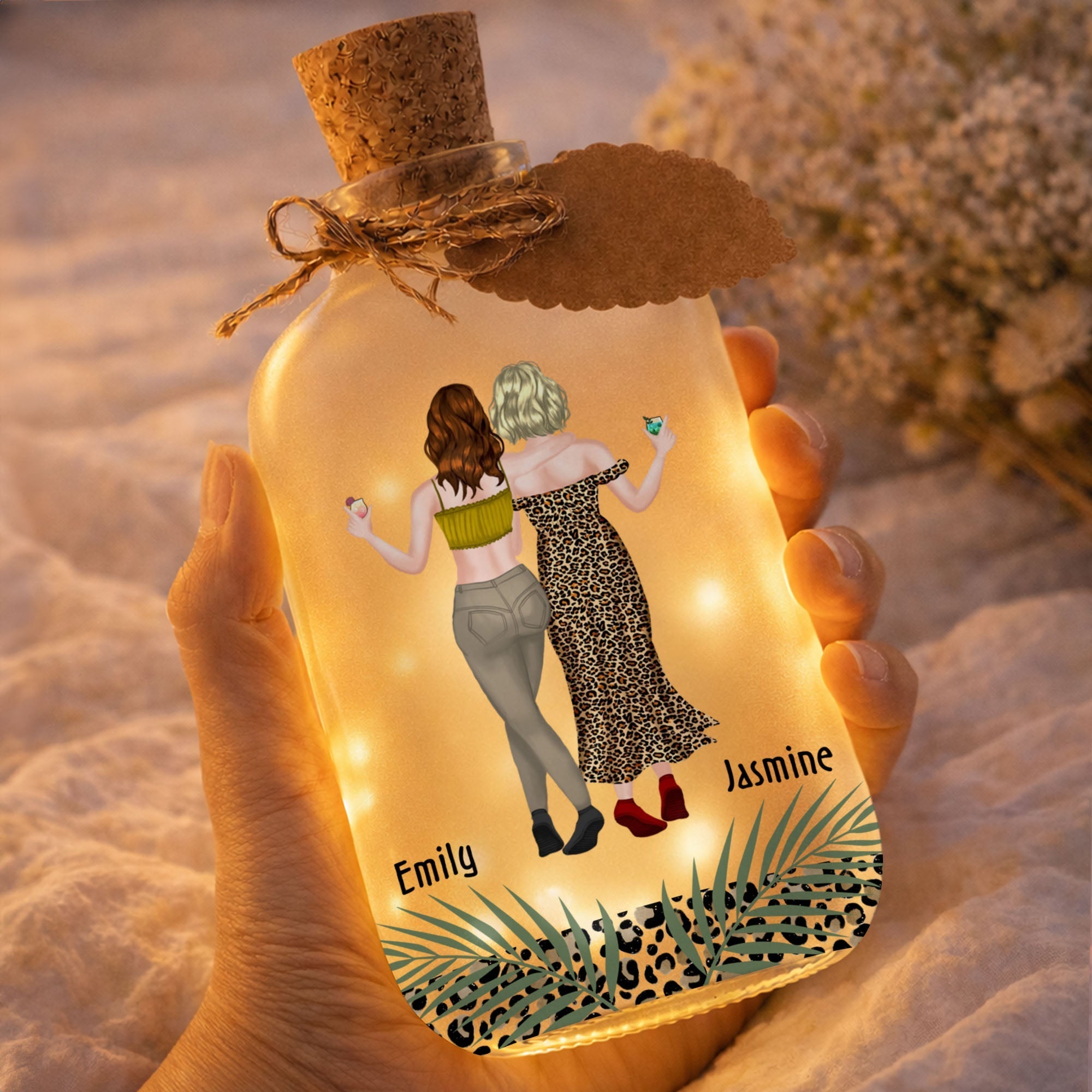 Personalized Frosted Glass Bottle Light Best Friend Gift
