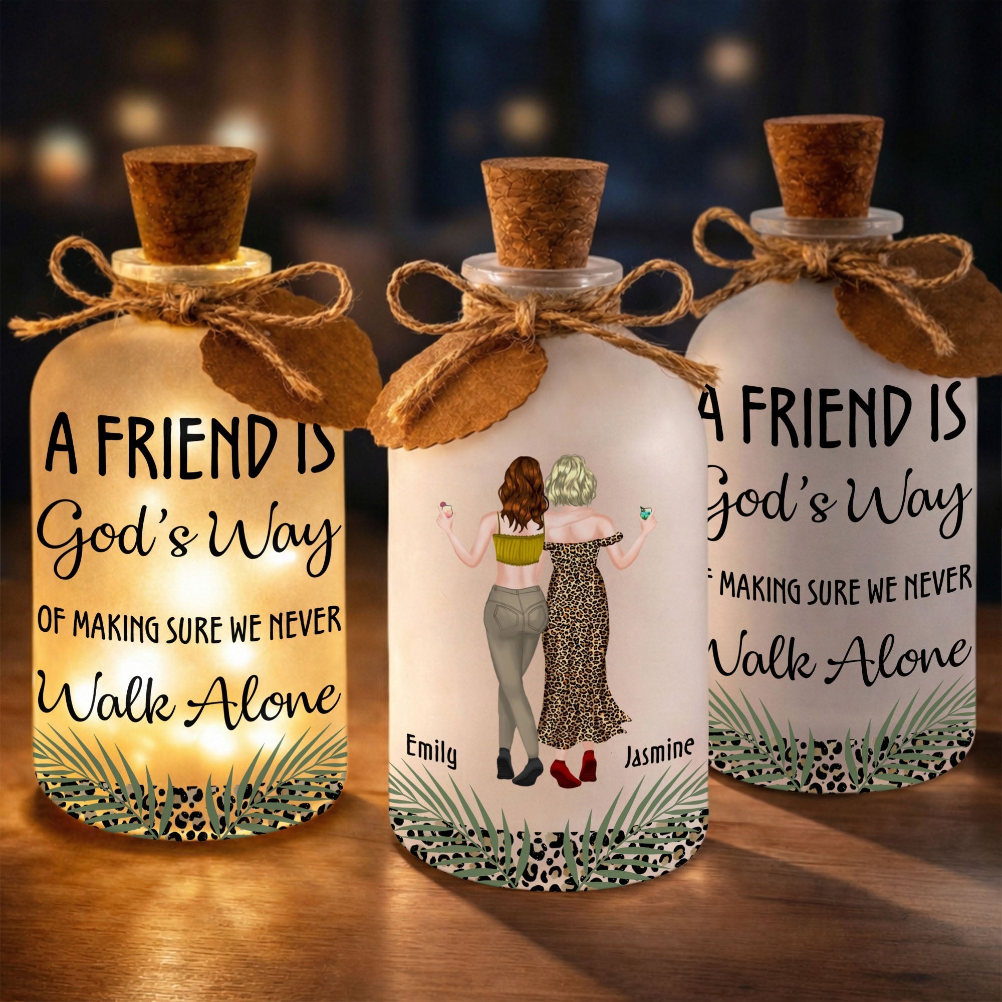 Personalized Frosted Glass Bottle Light Best Friend Gift