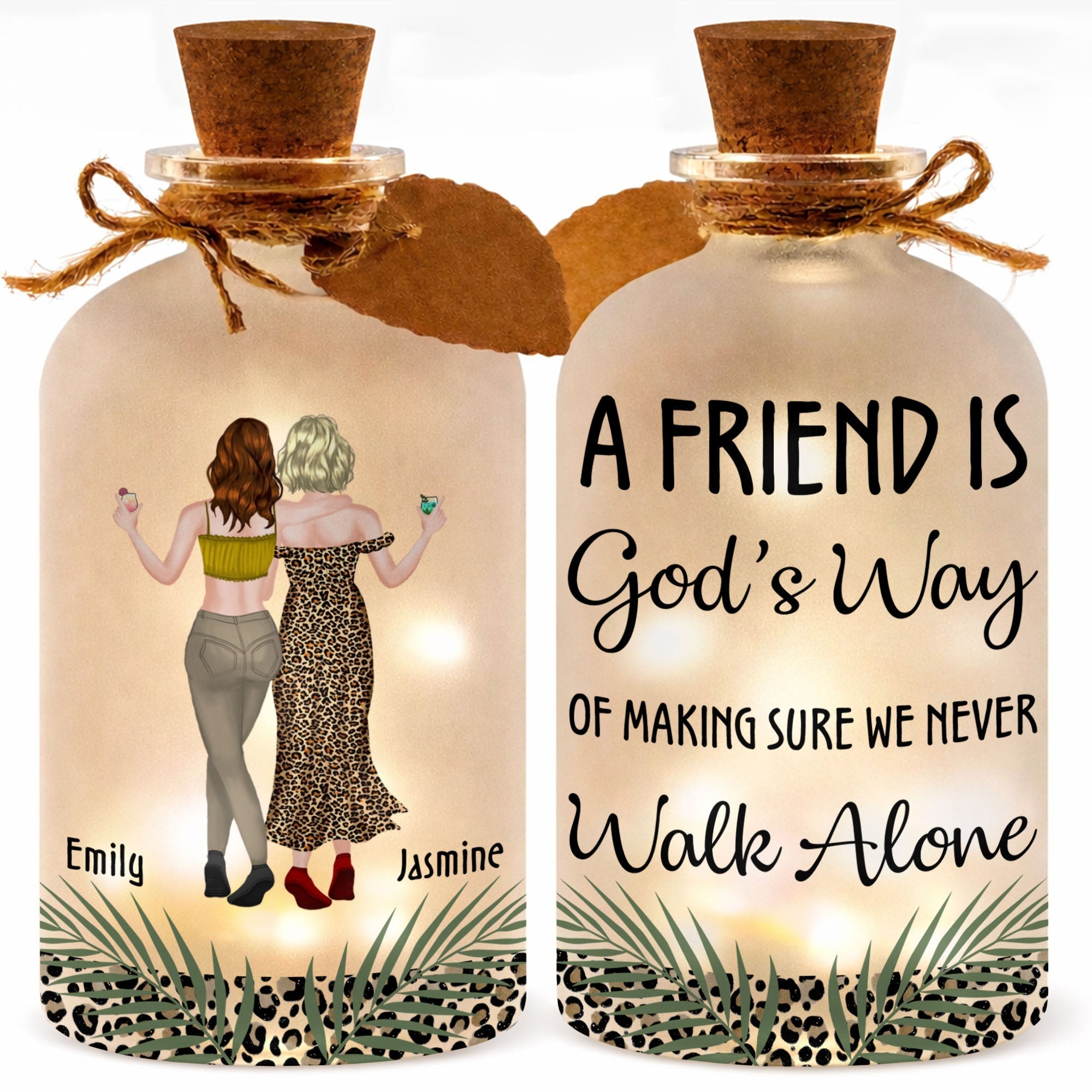 Personalized Frosted Glass Bottle Light Best Friend Gift