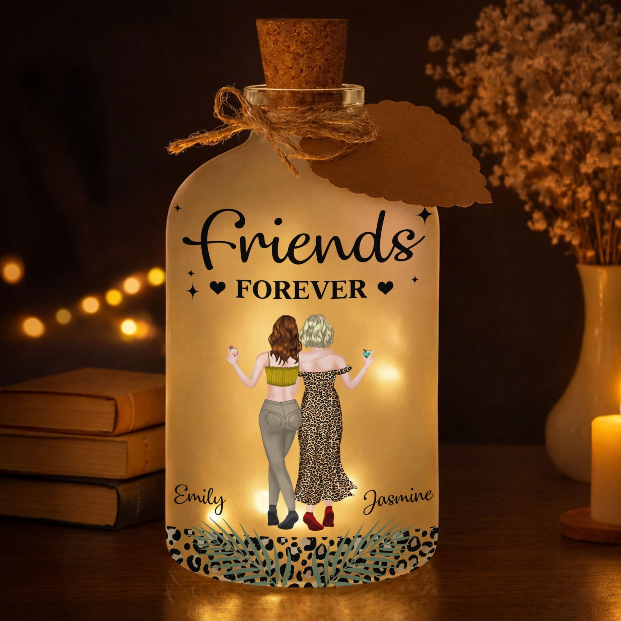 Personalized Bottle Light Custom Besties Art Gift for Friends