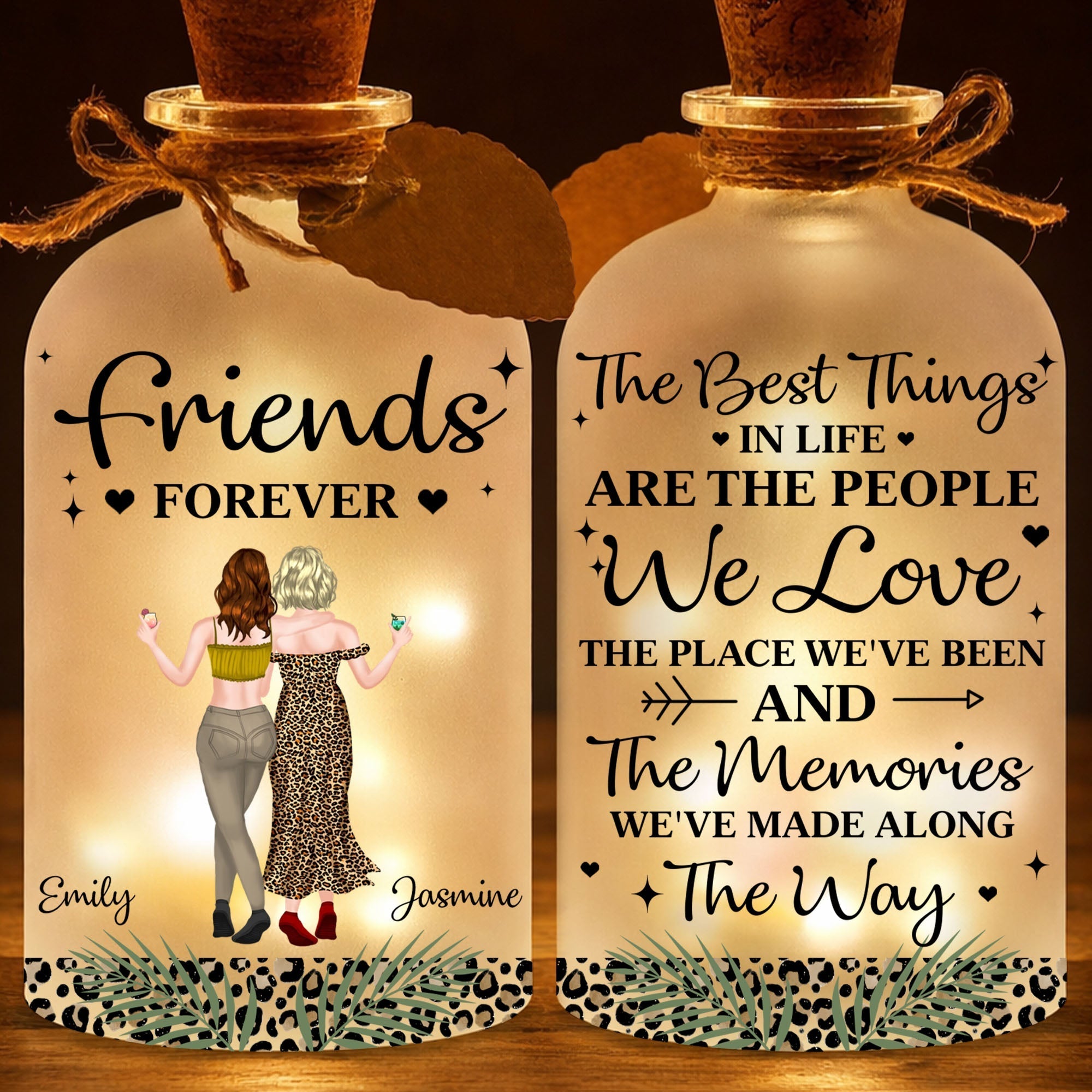 Personalized Bottle Light Custom Besties Art Gift for Friends