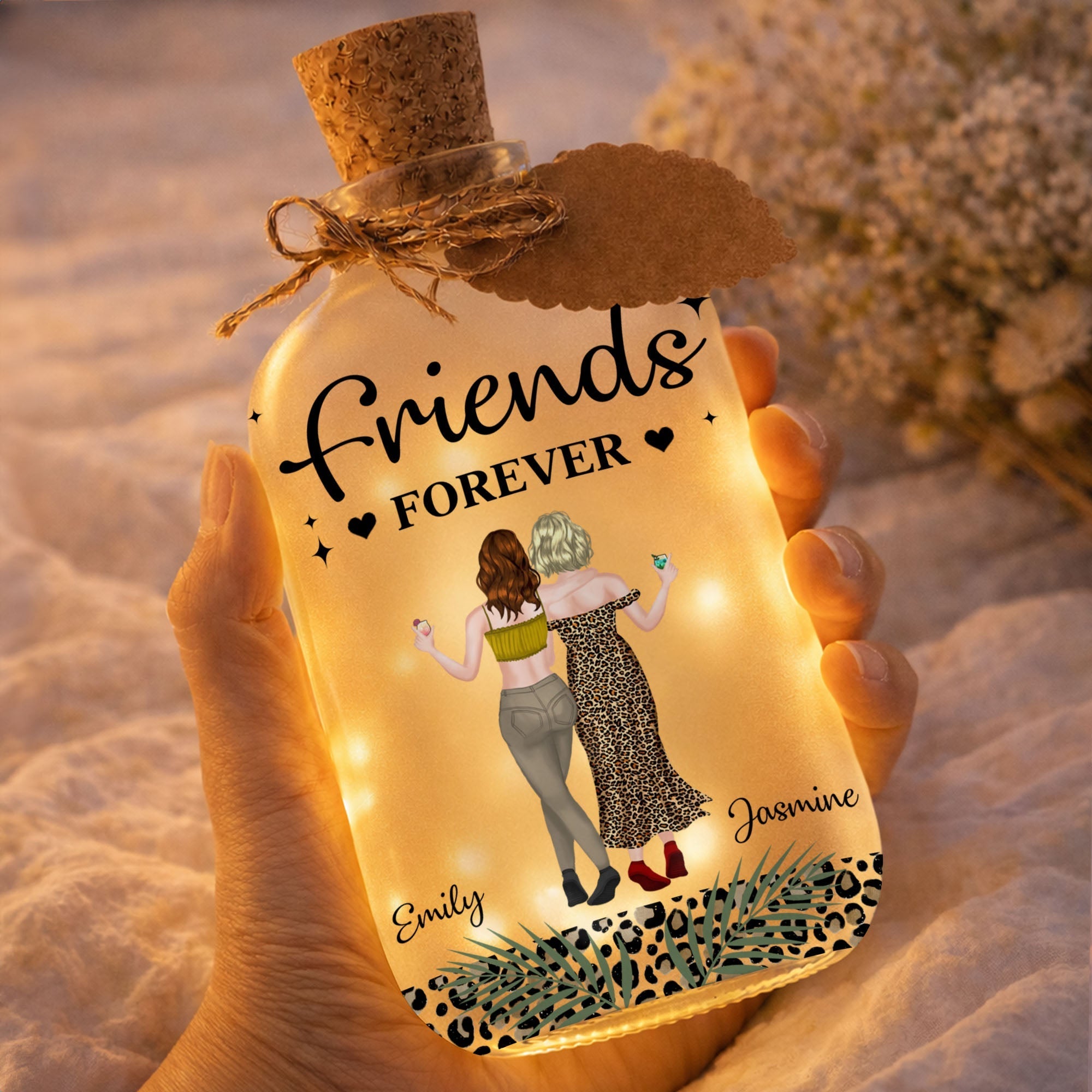 Personalized Bottle Light Custom Besties Art Gift for Friends