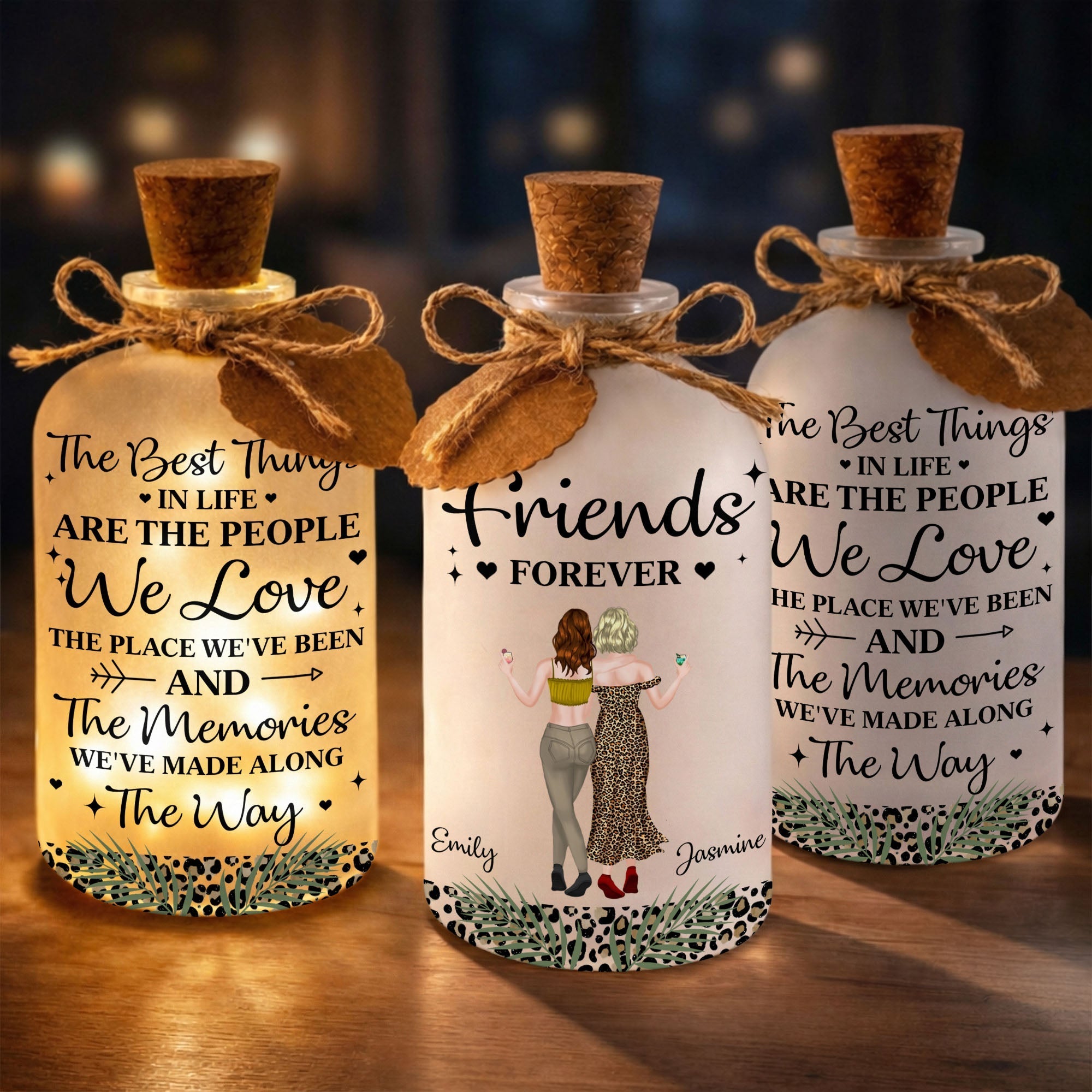 Personalized Bottle Light Custom Besties Art Gift for Friends