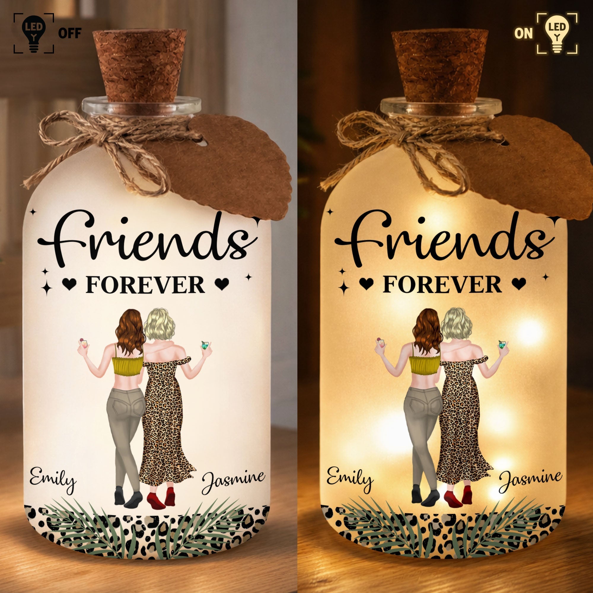 Personalized Bottle Light Custom Besties Art Gift for Friends